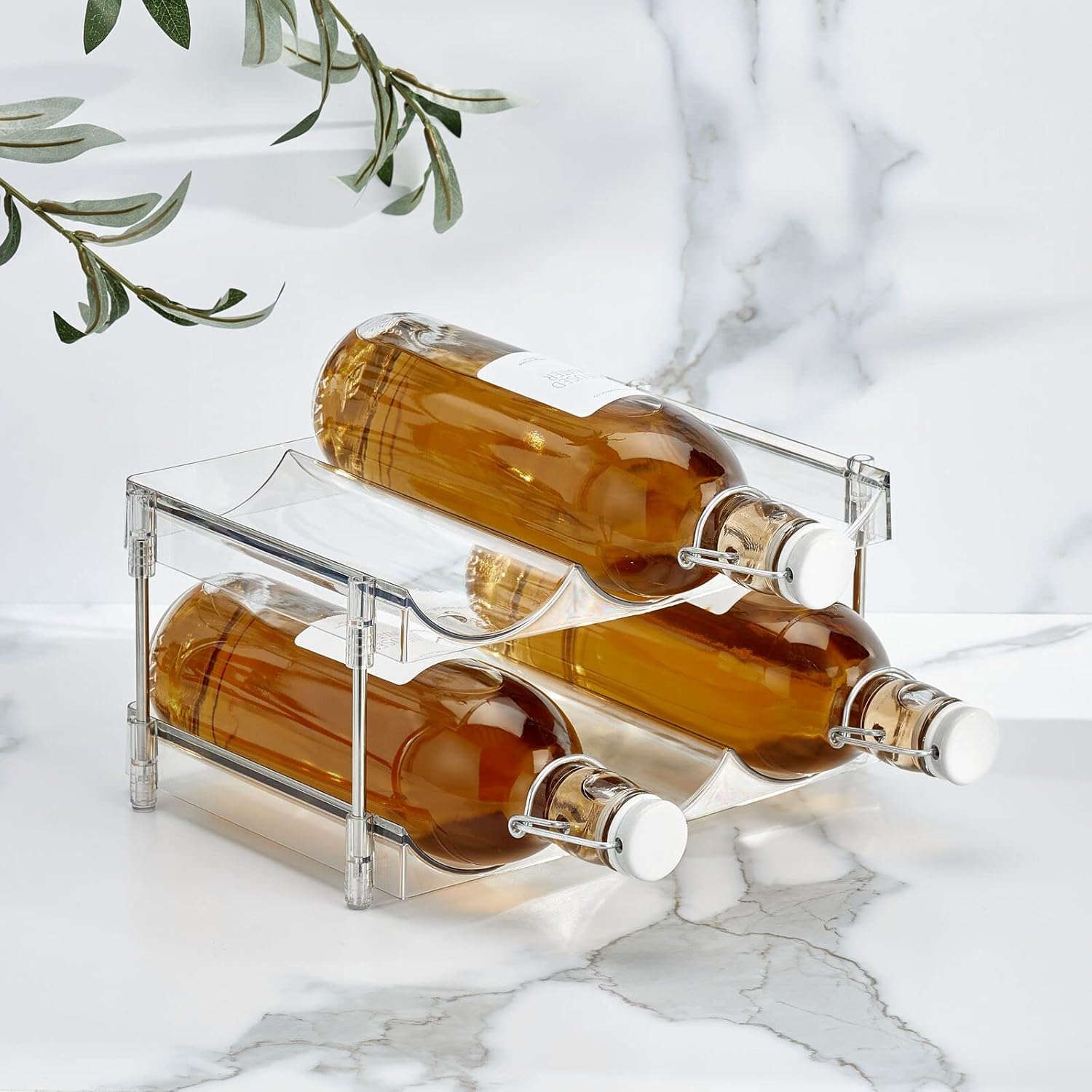 Nate Home 6-Bottle Organizer Set of 2 Clear Stainless Steel