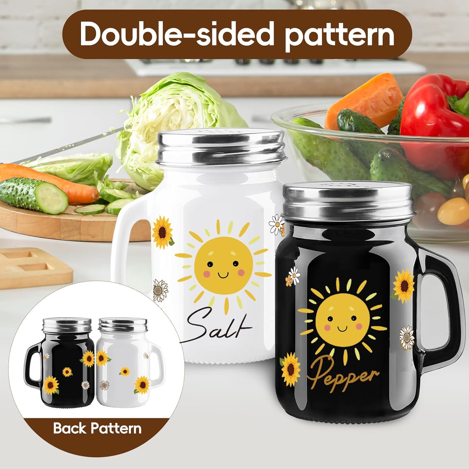 BSEROBS 2-Pack Sunflower Salt Pepper Shakers