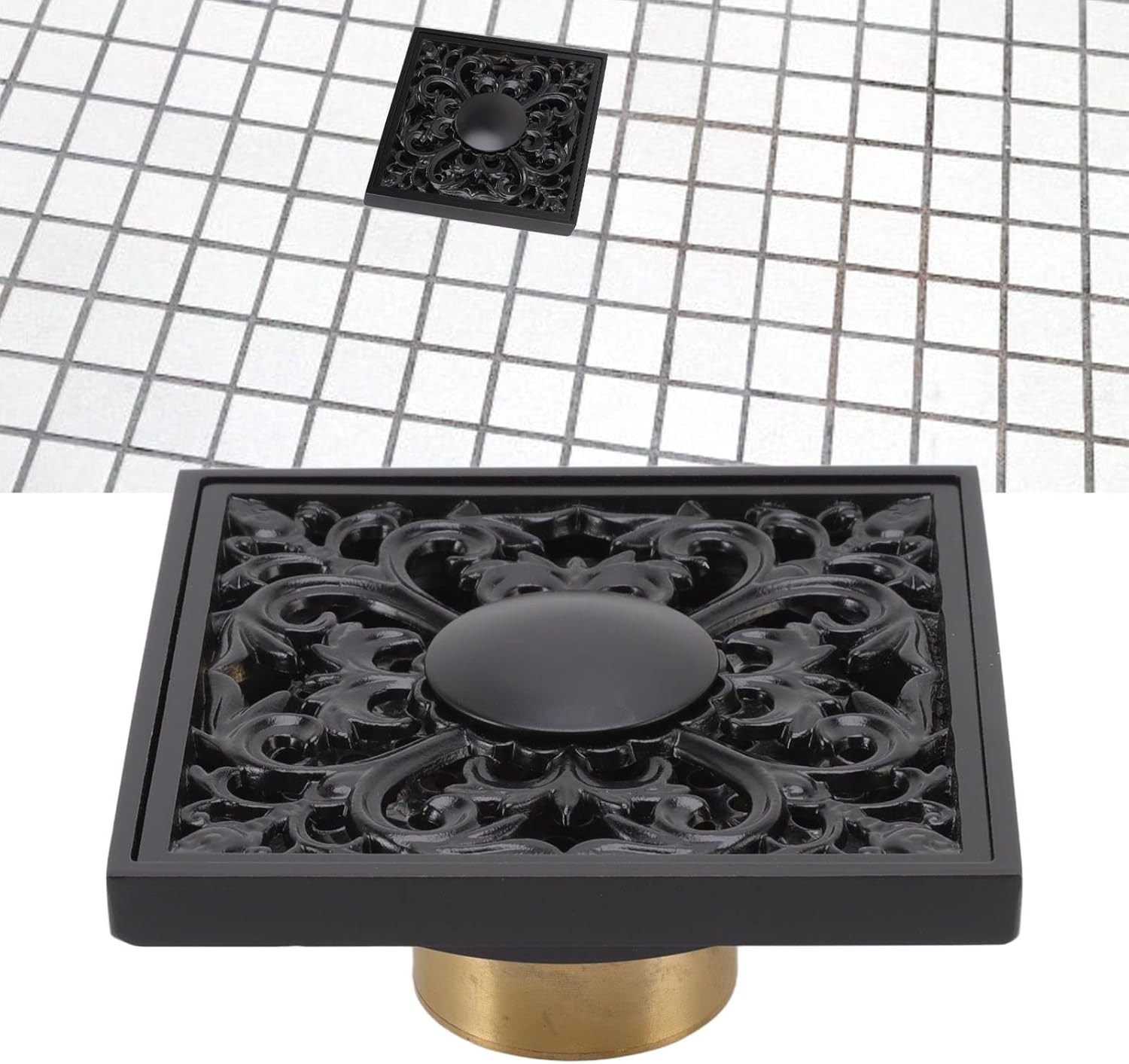 4x4 Inch Square Shower Floor Drain in Antique Style