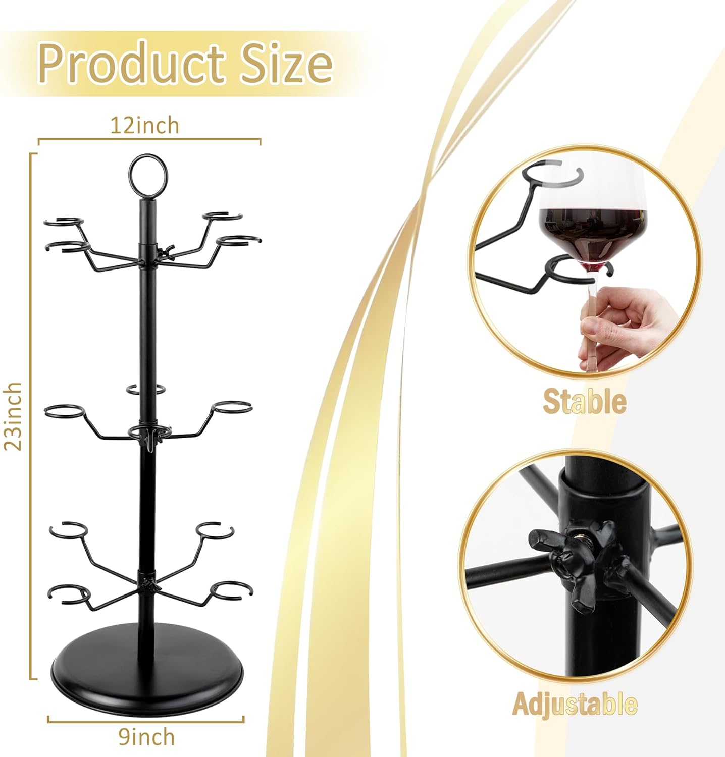AQAREA 3 Tier Champagne Glass Rack - 12 Holders for Flutes Cocktails