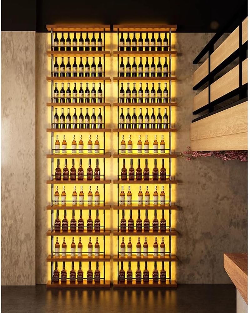 GZHERVICES Tall Wine Bar Cabinet With LED Lights