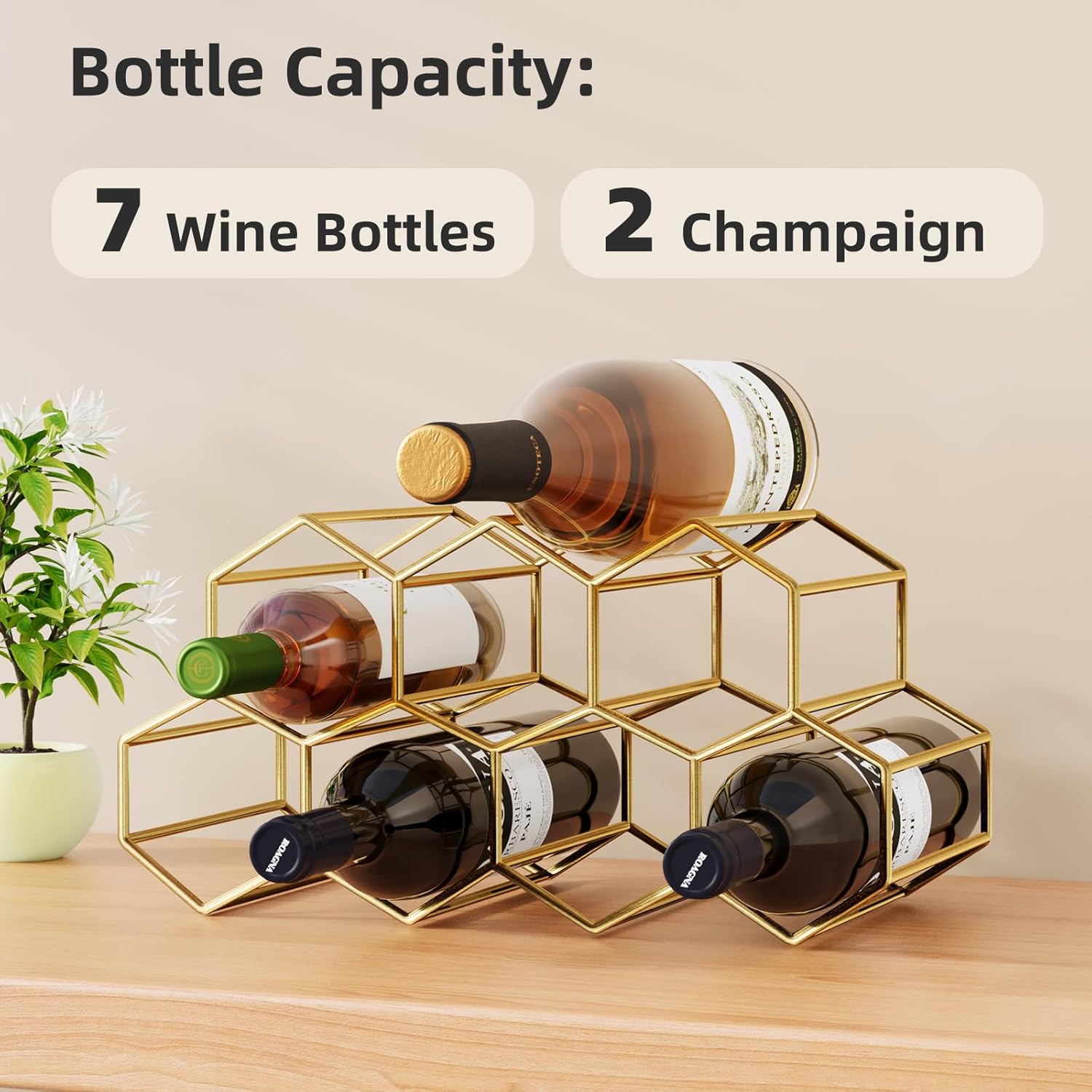 Urban Deco Small Gold Wine Rack 9 Bottle Holder 1