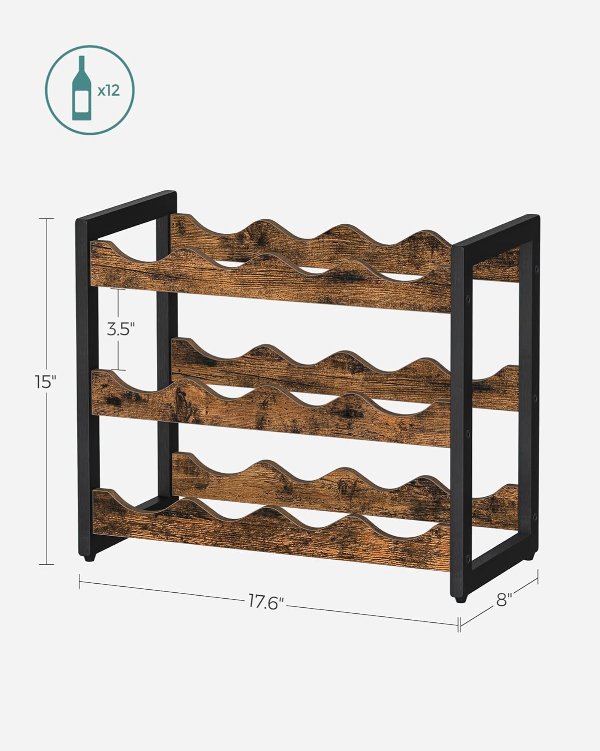 SONGMICS 3 Tier Tabletop Wine Rack with 12 Bottle Capacity