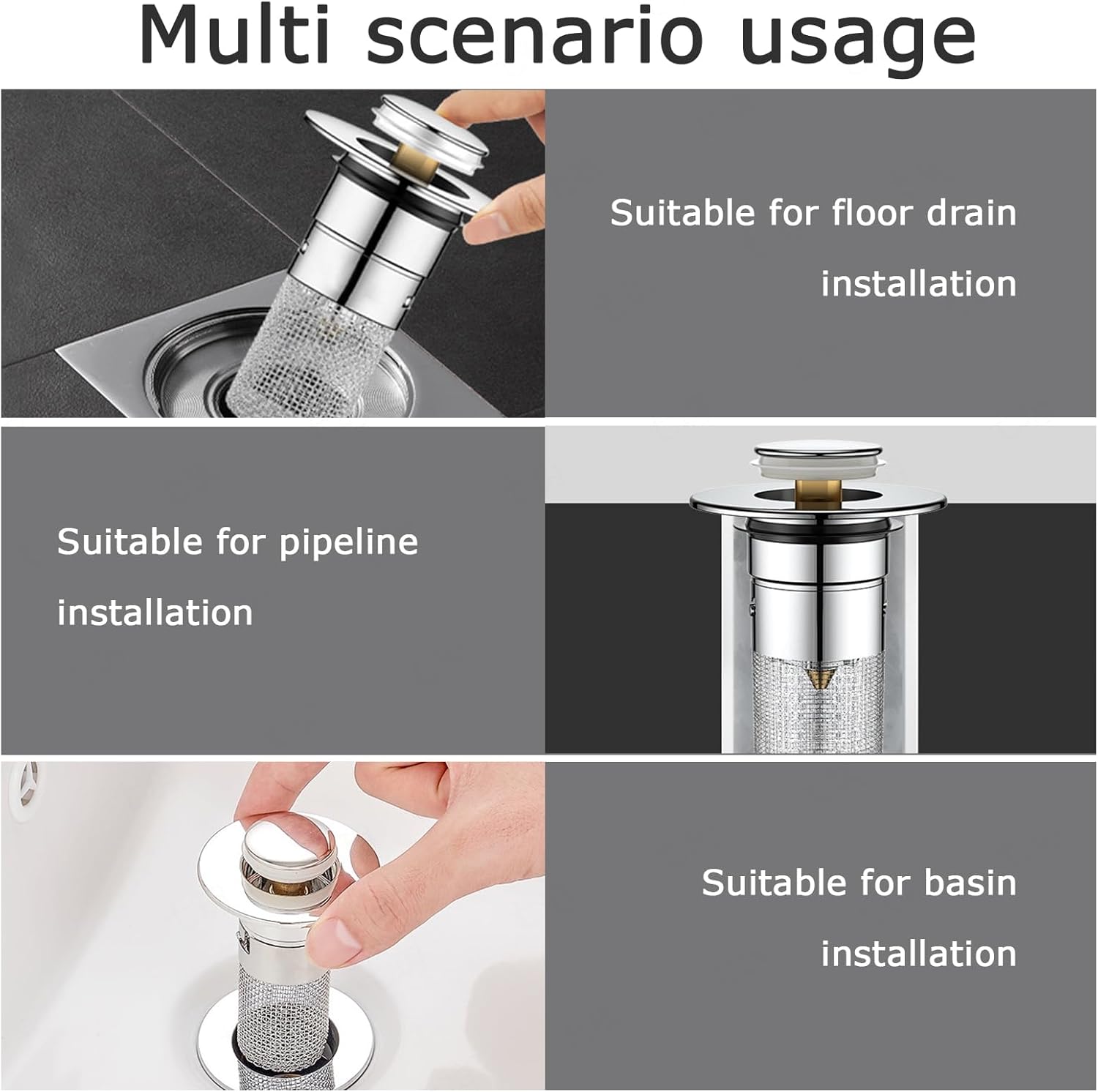 Bathroom Sink Drain Strainer - Pop Up Bounce Core Hair Catcher
