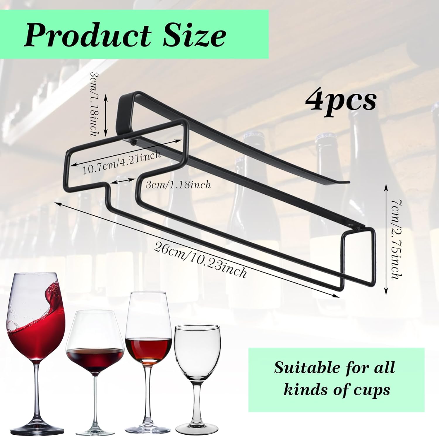 HOFURME 4 Pcs Wine Glass Holder Rack