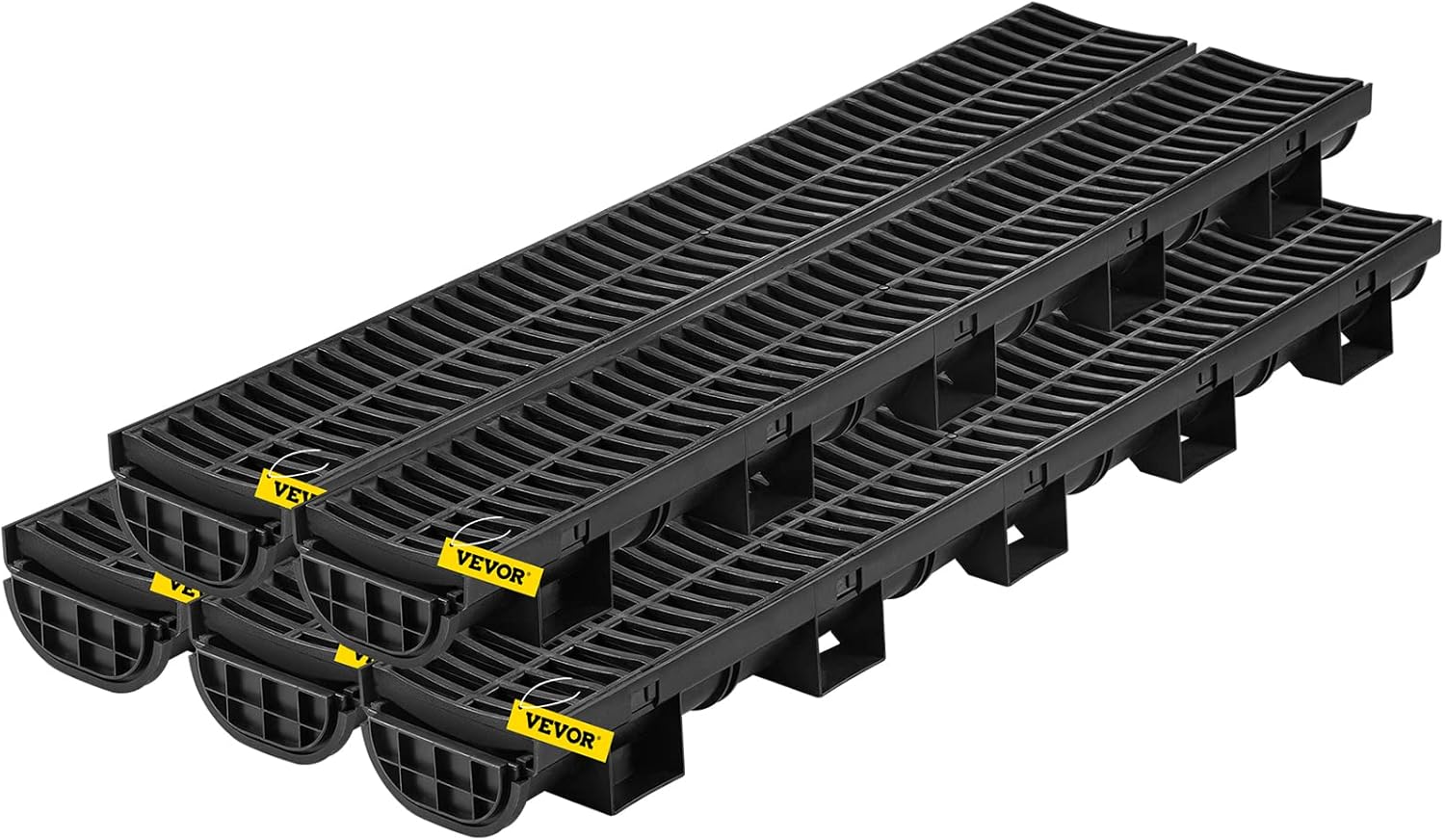 VEVOR Trench Drain System 57x31-Inch HDPE Black 5-Pack