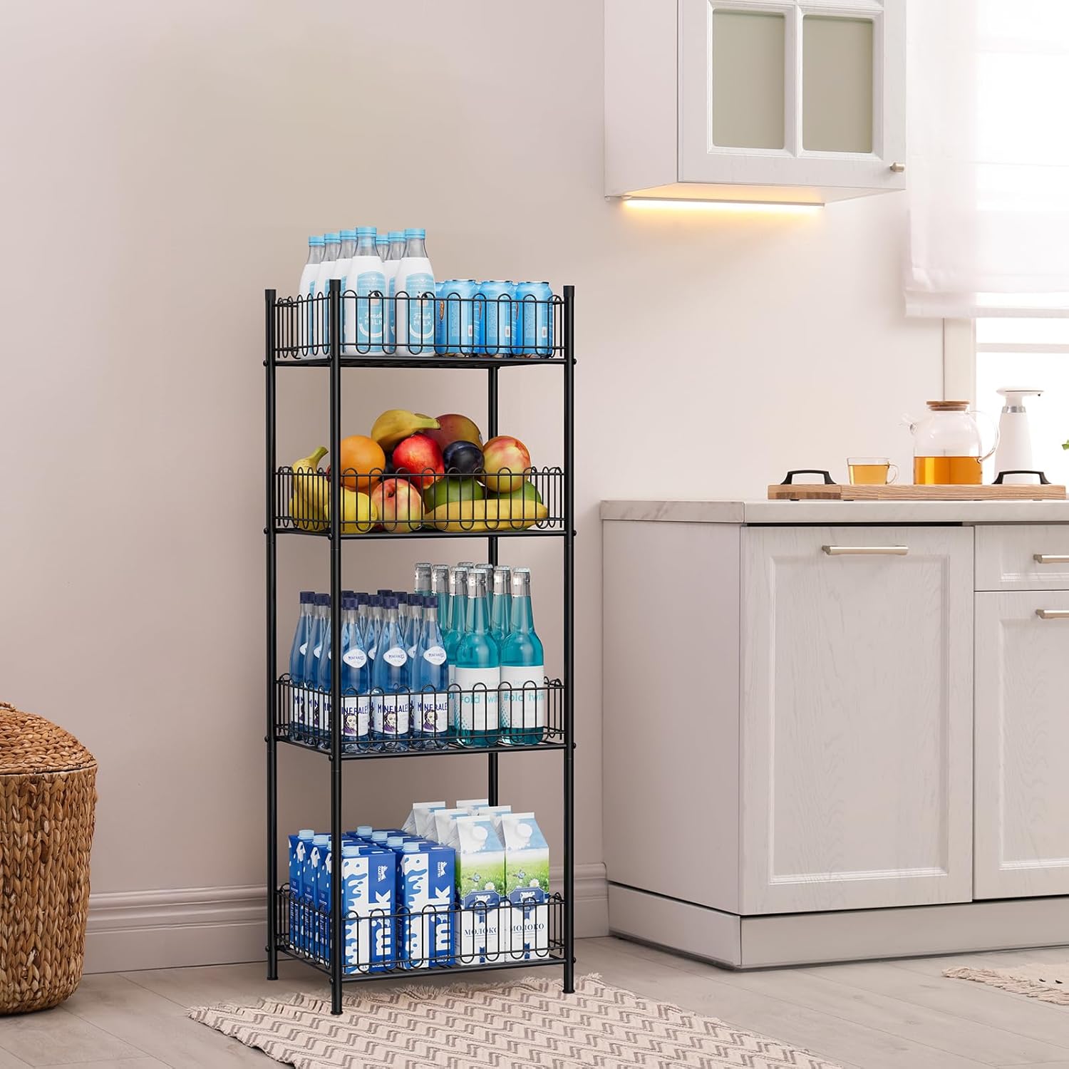OYEAL 4 Tier Water Bottle Can Organizer for Kitchen Pantry