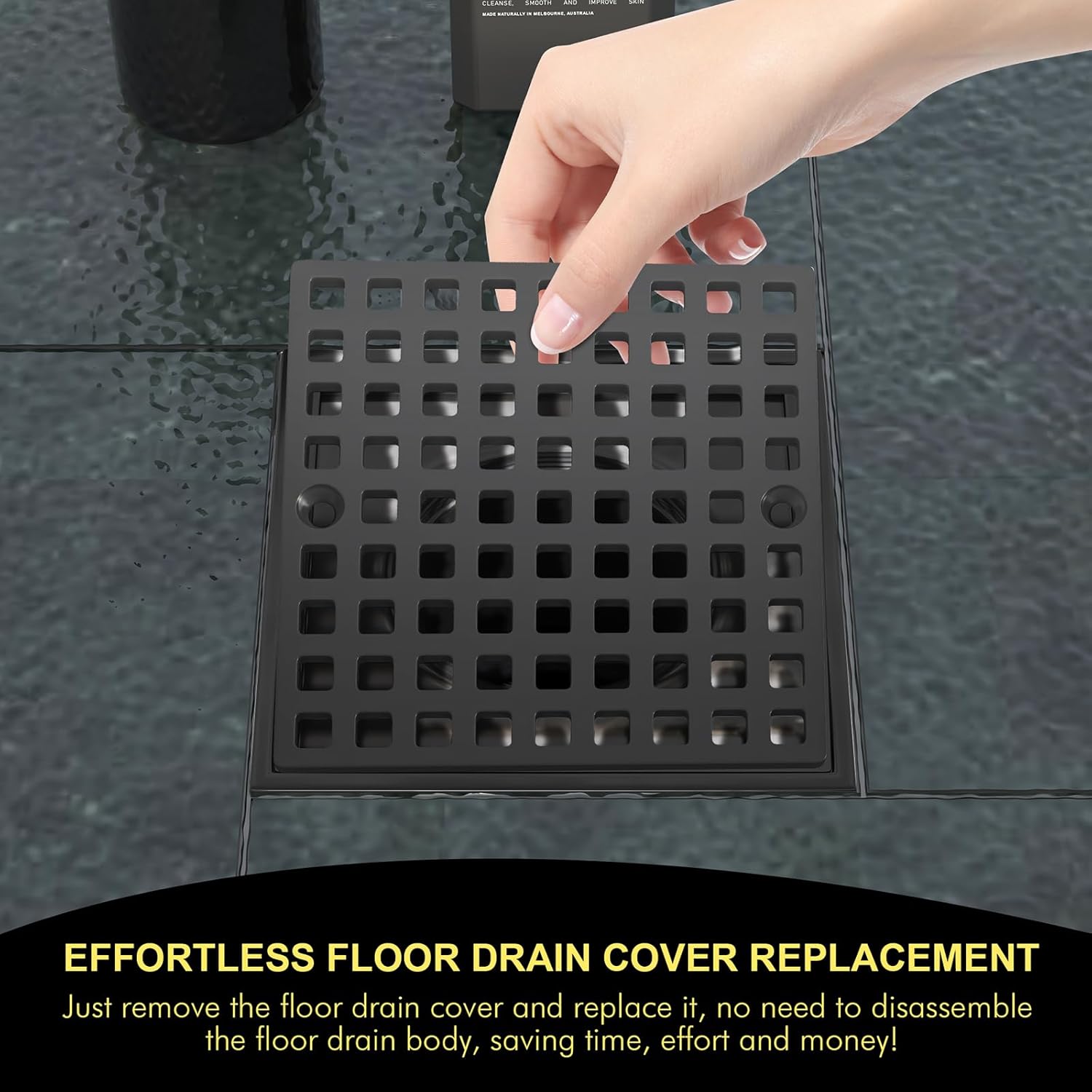 Yaseingoo 2PC 4 Inch Matte Black Shower Drain Cover