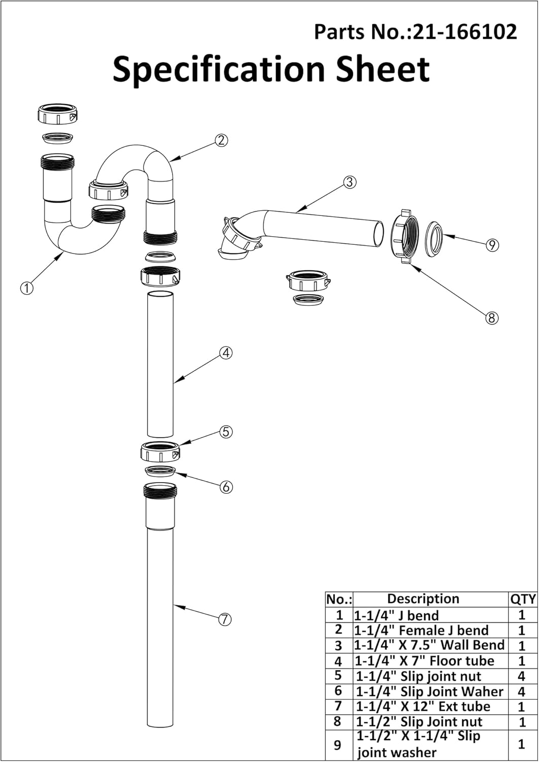 Variimage 1-14 Universal Sink Drain Repair Kit