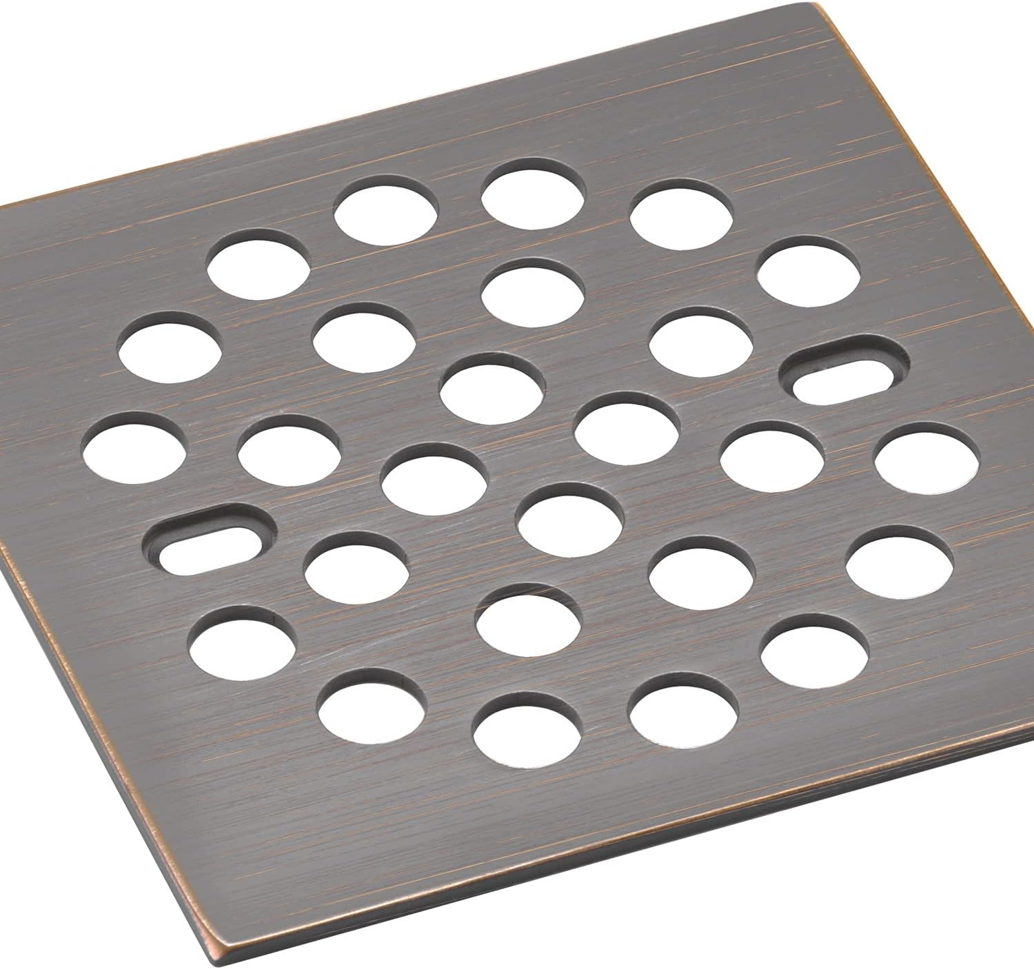 RRAJJ Square Screw-in Shower Drain Strainer 4-14 Inch Antique Brown