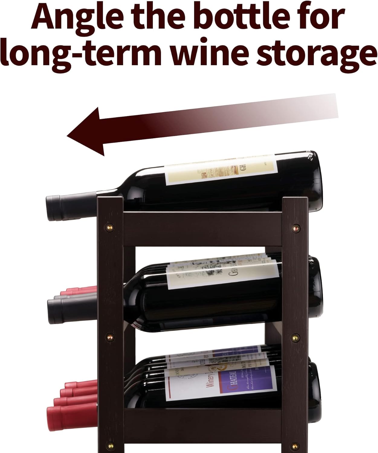 VASMIA Bamboo Wine Rack 3-Tier 12 Bottles Storage Cabinet Shelf Brown