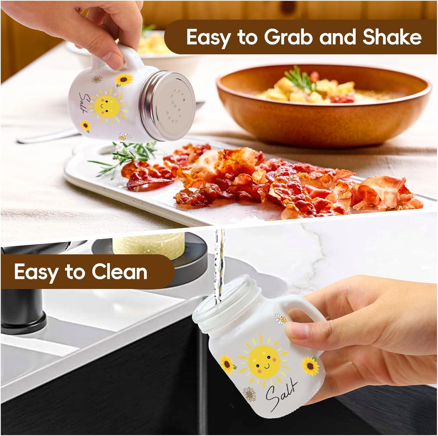 BSEROBS 2-Pack Sunflower Salt Pepper Shakers