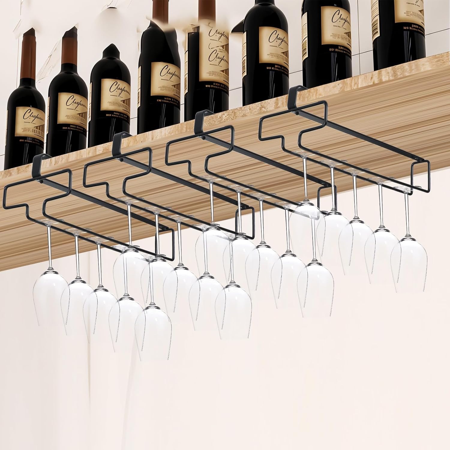 HOFURME 4 Pcs Wine Glass Holder Rack