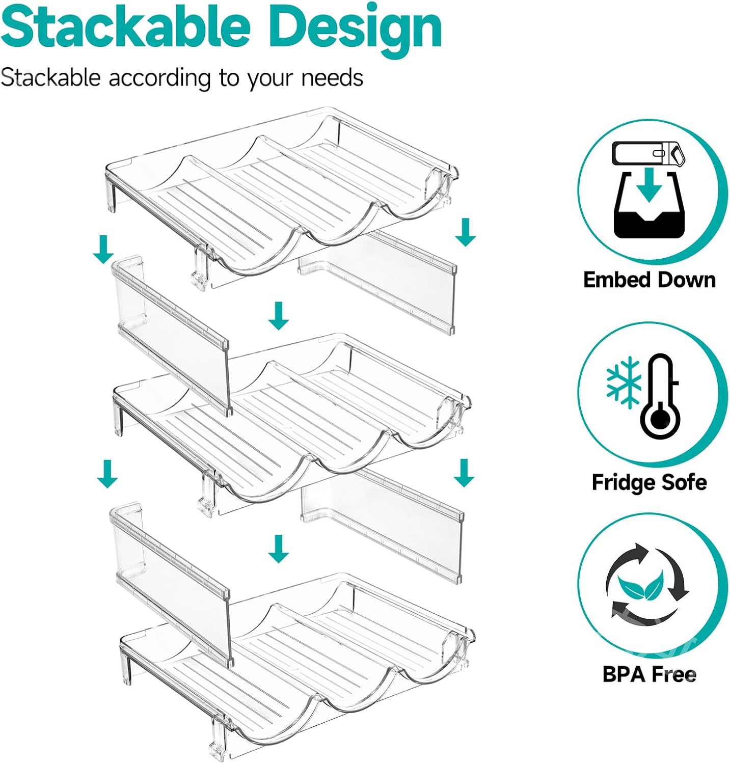 3 Pack Stackable Water Bottle Organizer for Kitchen Storage