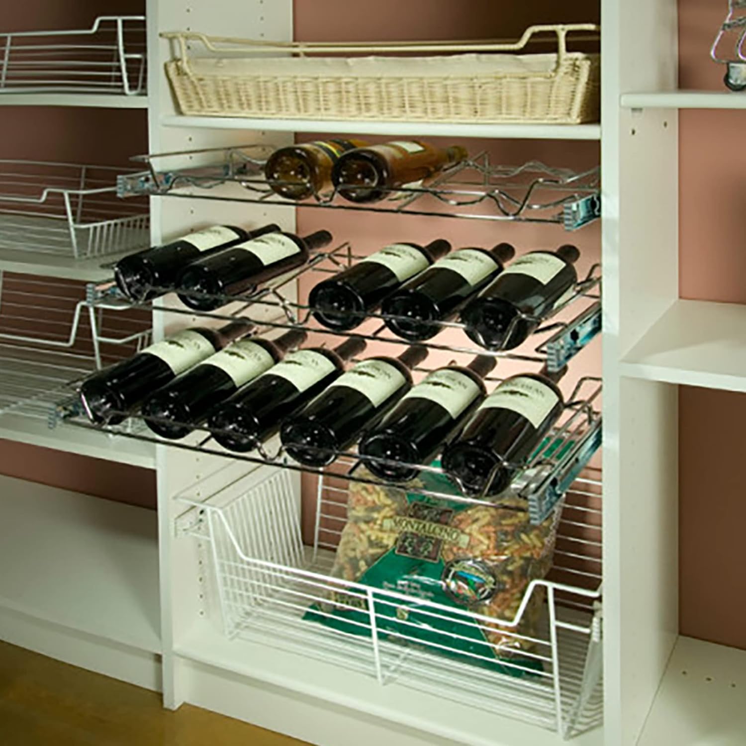 Rev-A-Shelf 30 Chrome Wine Rack Pull-Out Organizer