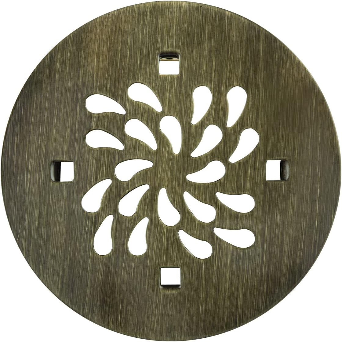 Uni-Green 4-14 Round Shower Drain Grate - Antique Brass Waterdrop Shape