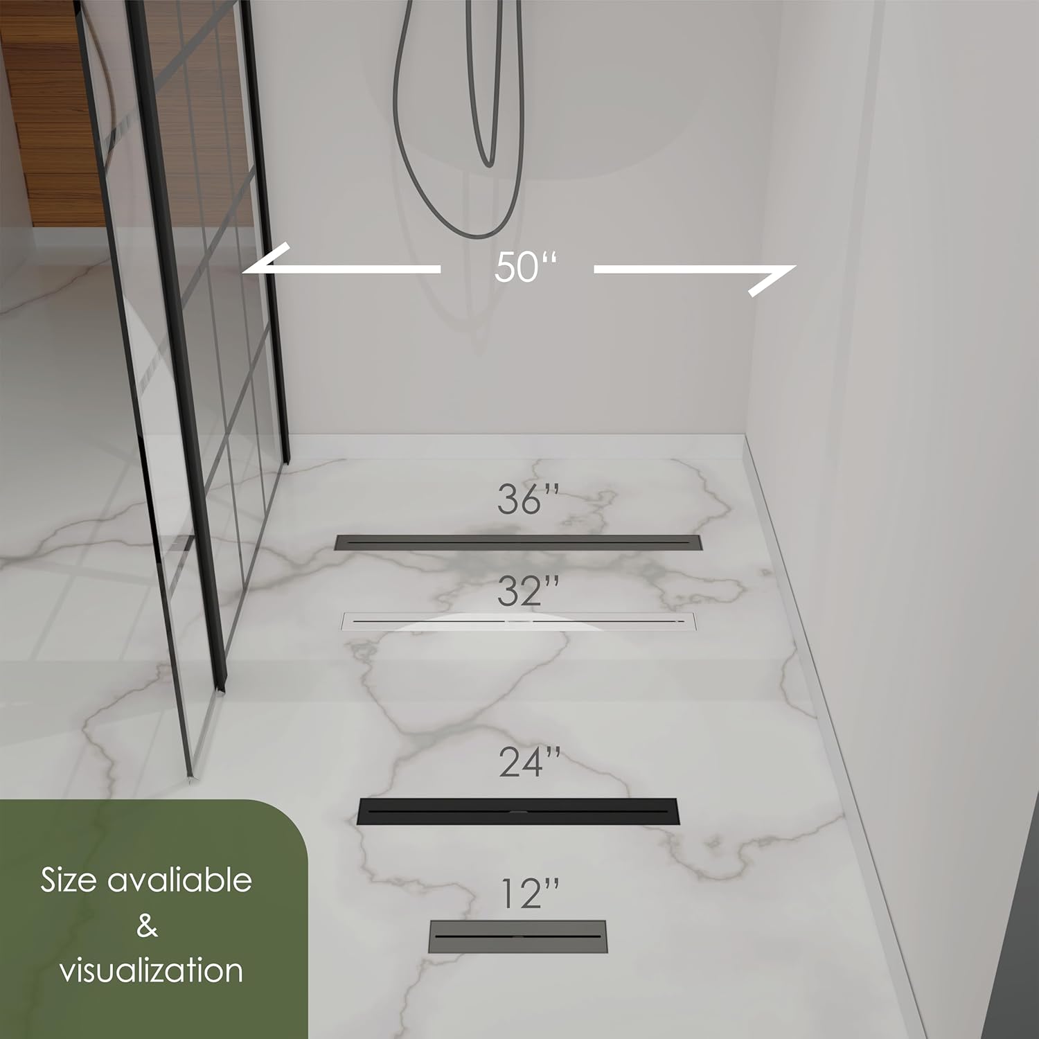 Sunrosa 24 Inch Linear Shower Drain with PVD Coating