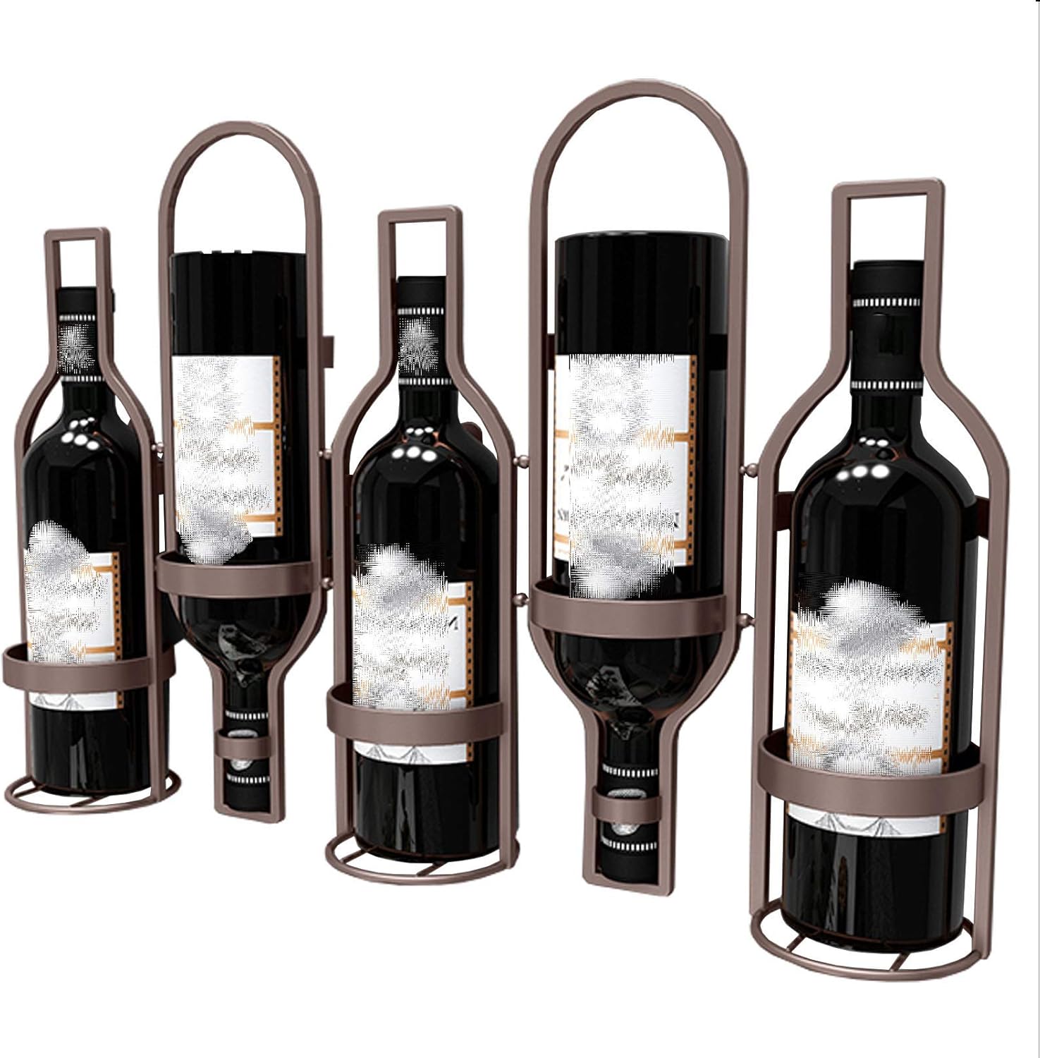 Wall Mounted Wine Bottle Holder Metal Wine Rack - 5 Bottle Capacity