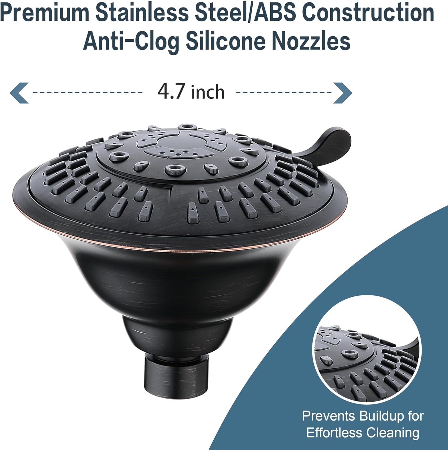 BRIGHT SHOWERS High Pressure Showerhead with 5 Spray Settings
