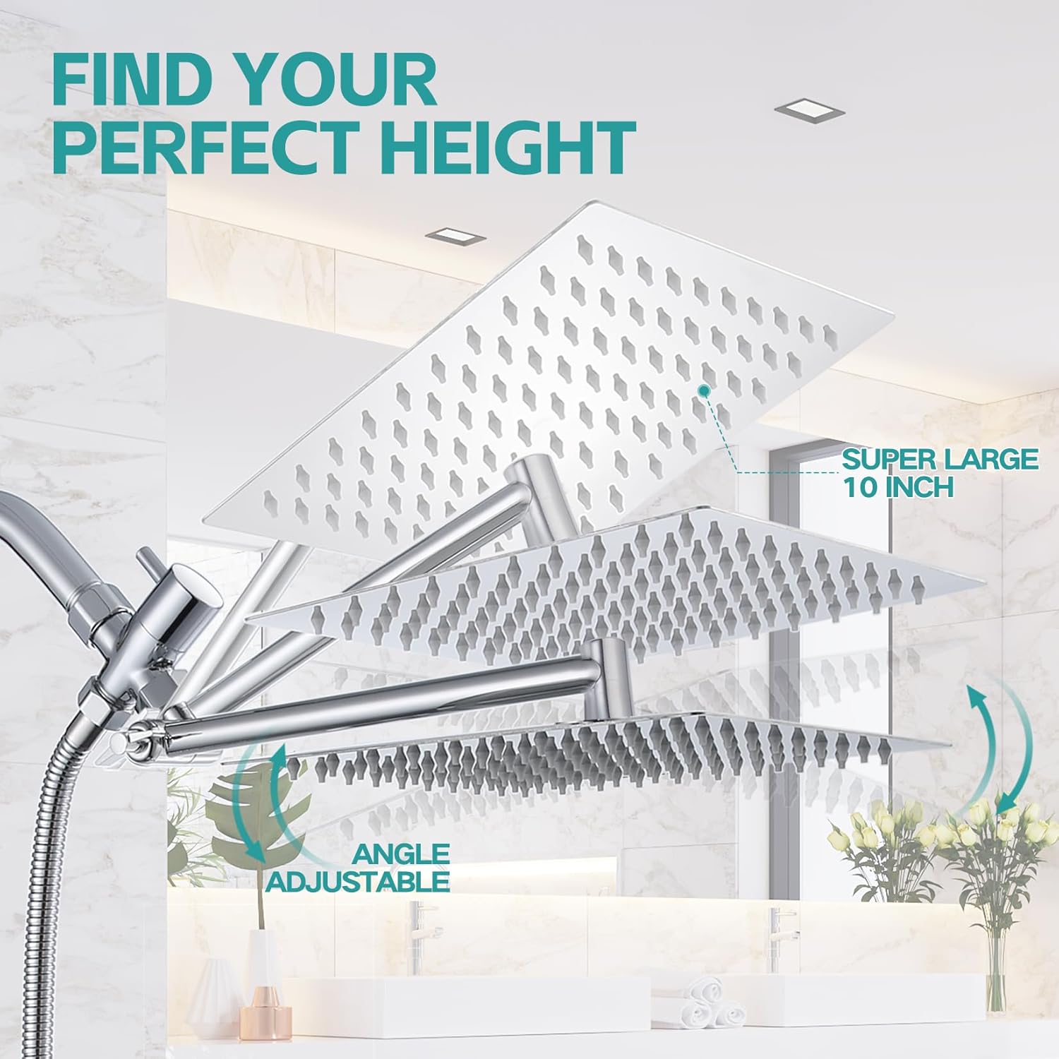 Nottia 10 Inch Rain Shower Head with Handheld Spray Combo