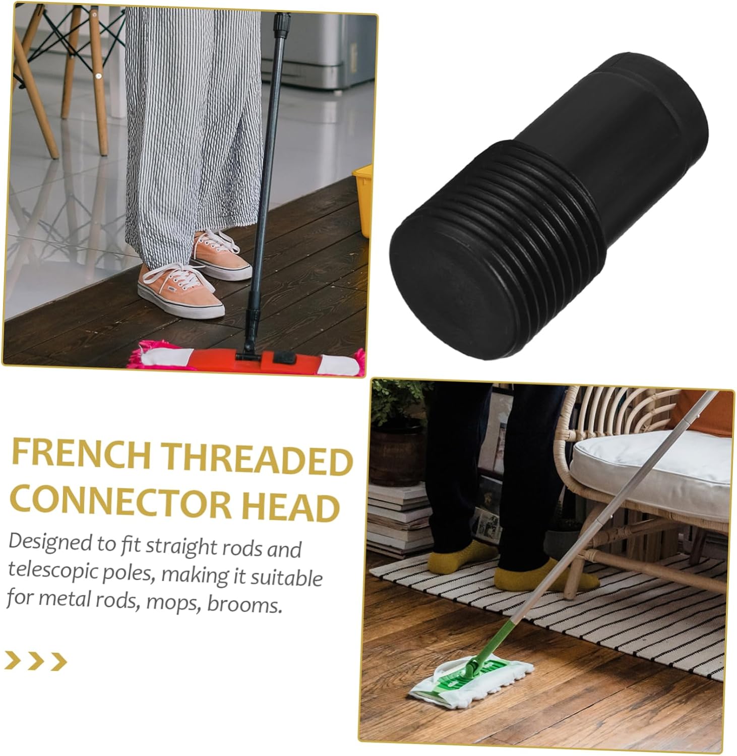 2pcs Plastic Threaded End Broom Handle Adapter