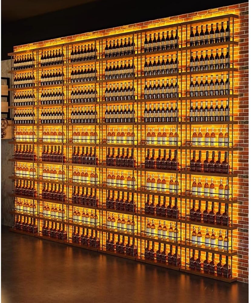 GZHERVICES Tall Wine Bar Cabinet With LED Lights