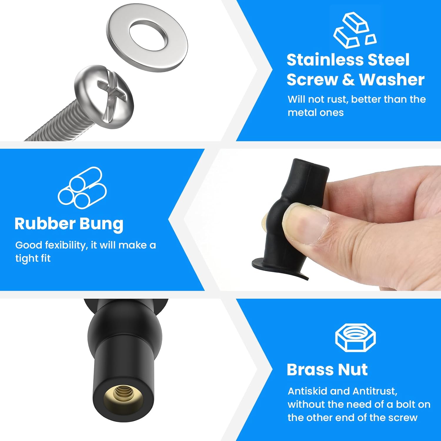 SDTC Tech Toilet Seat Hinge Bolt Set 6 Pack