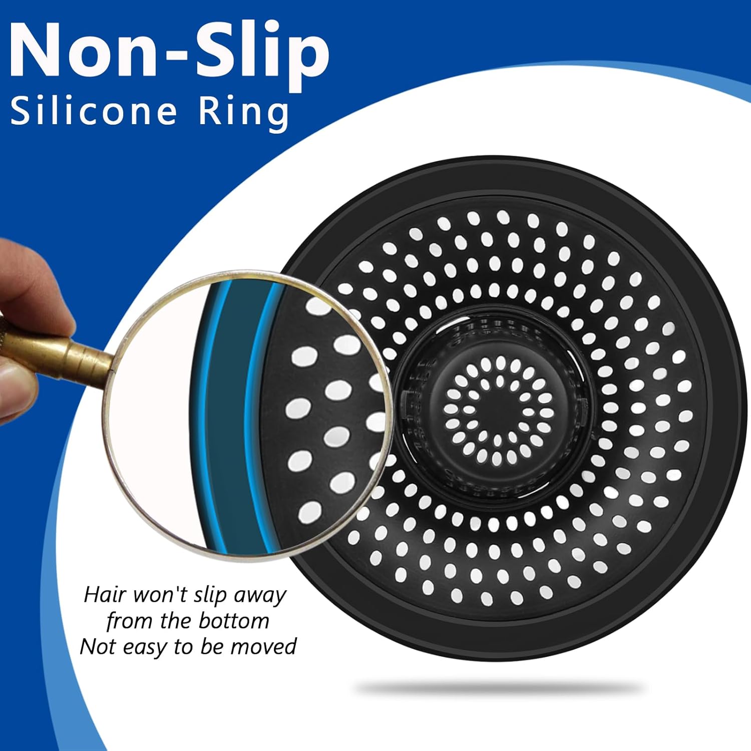 MFTEK Drain Hair Catcher Stainless Steel Black