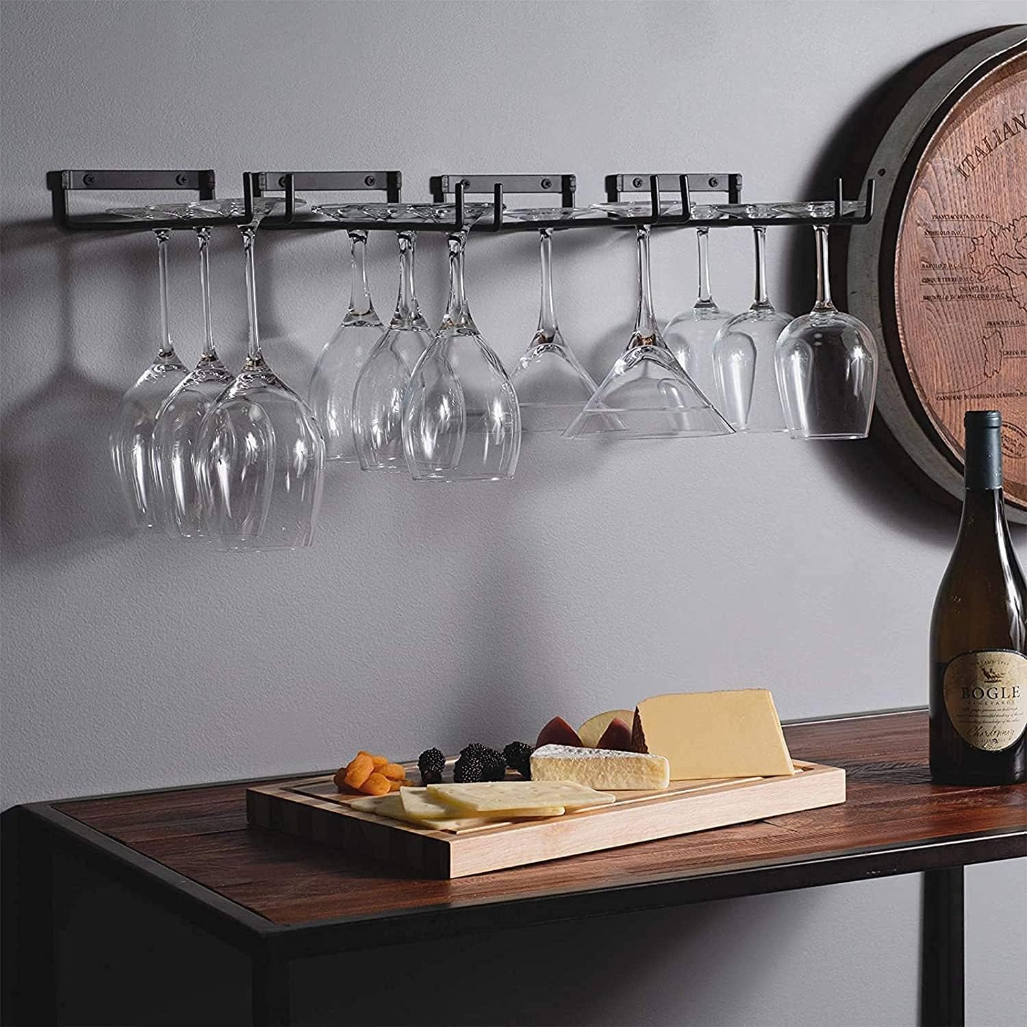 BUILOG 118 Inch Wine Glass Rack 4 Pack Black