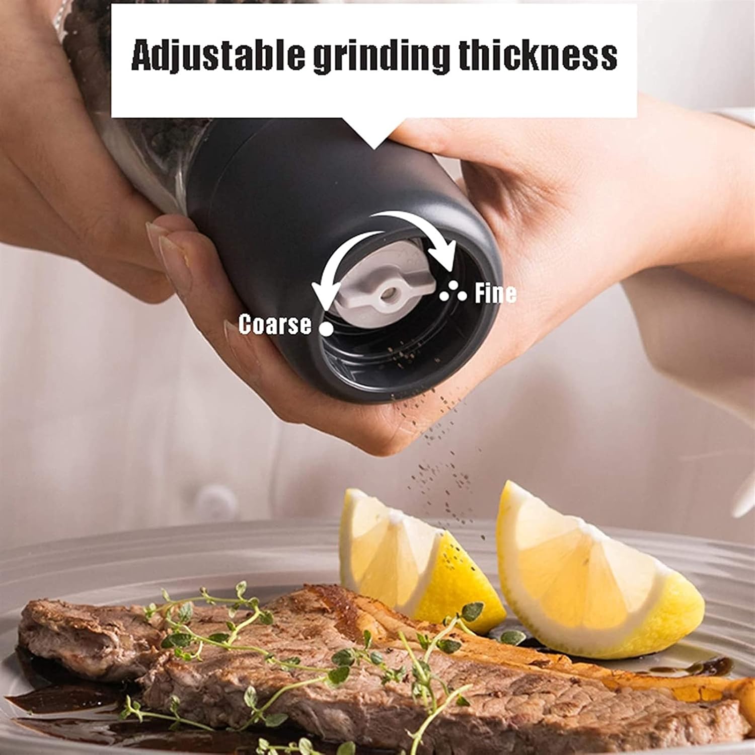 Salt and Pepper Grinder Set with Clear Glass Body