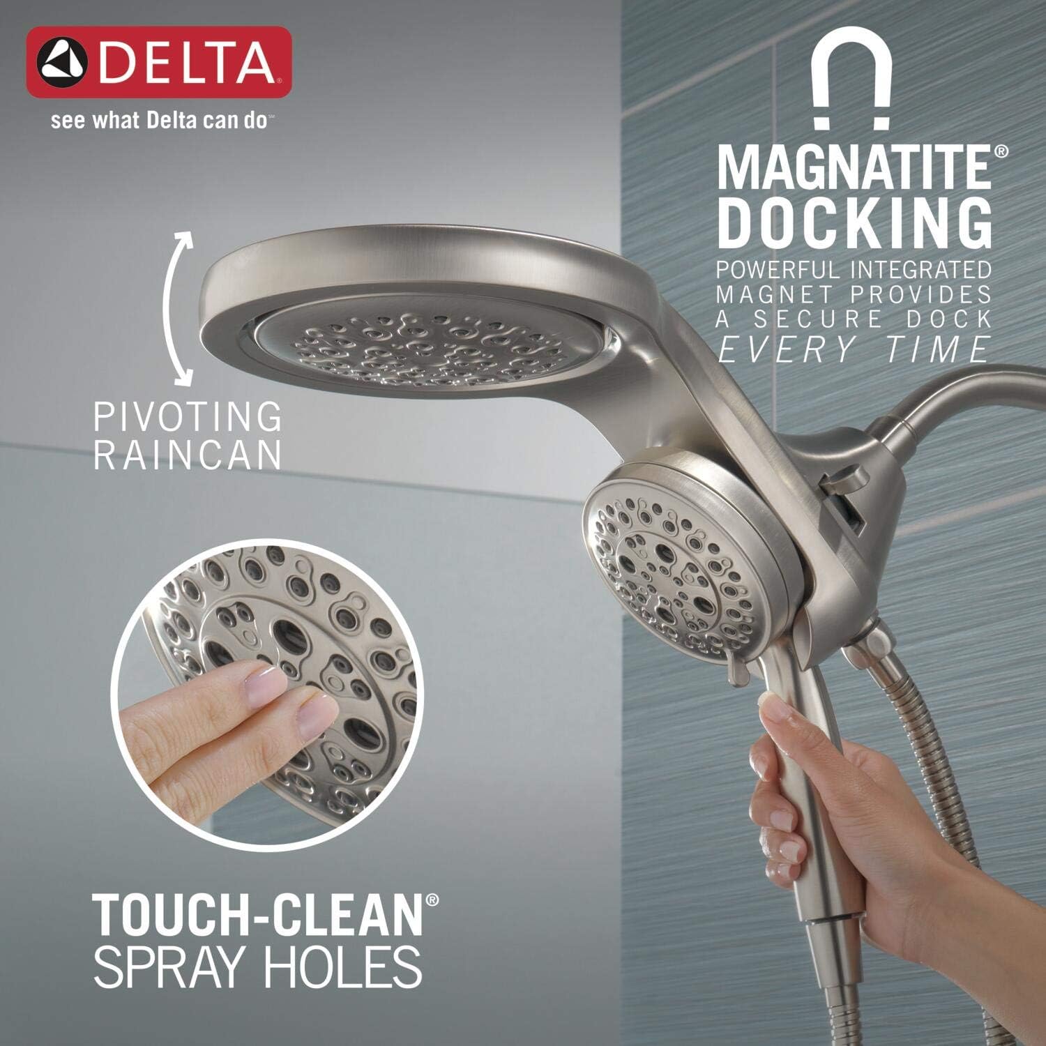 Delta HydroRain 5-Spray Dual Shower Head with Handheld Spray