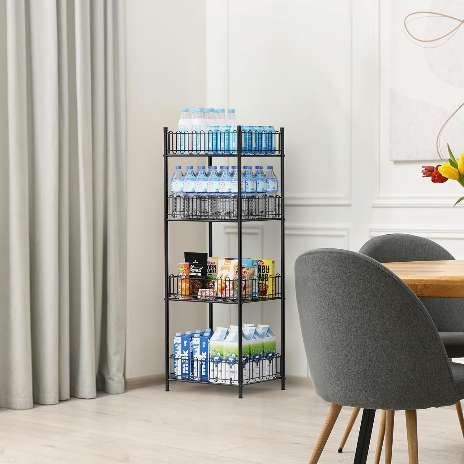 OYEAL 4 Tier Water Bottle Can Organizer for Kitchen Pantry