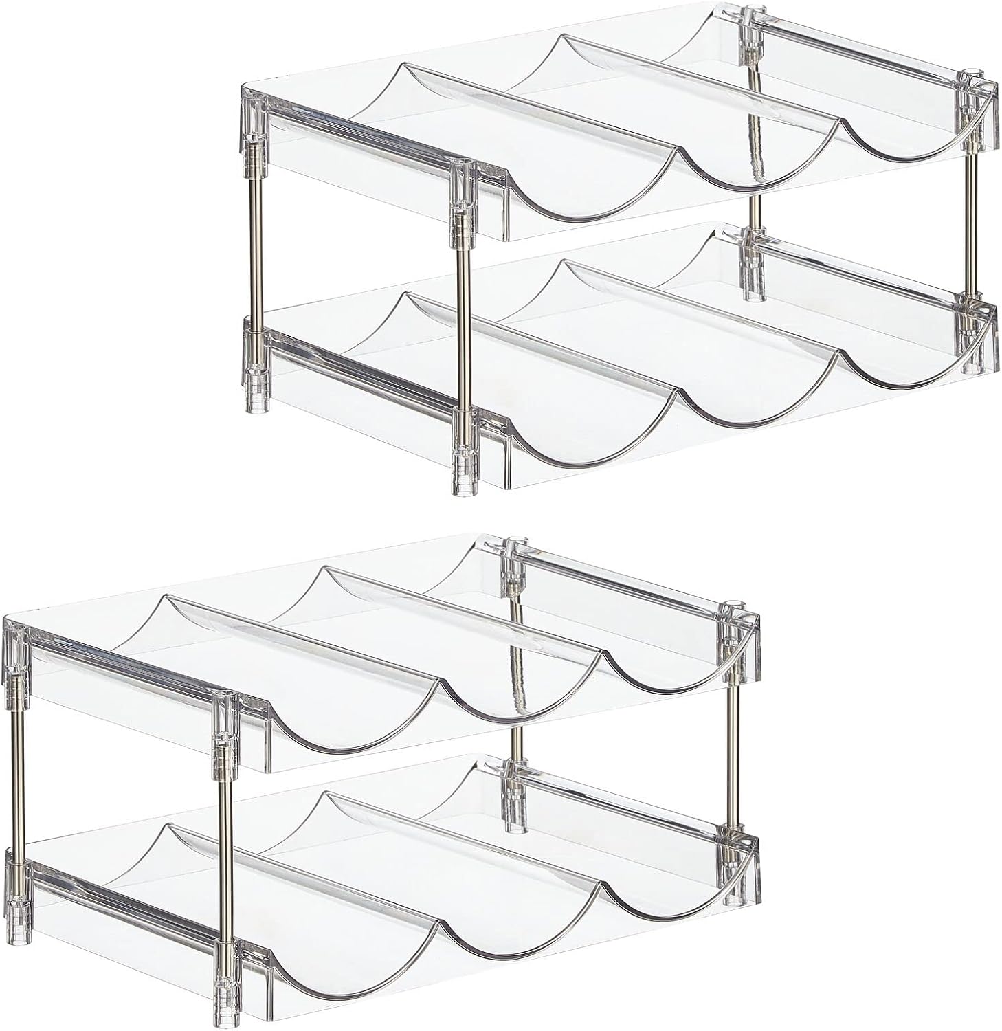 Nate Home 6-Bottle Organizer Set of 2 Clear Stainless Steel