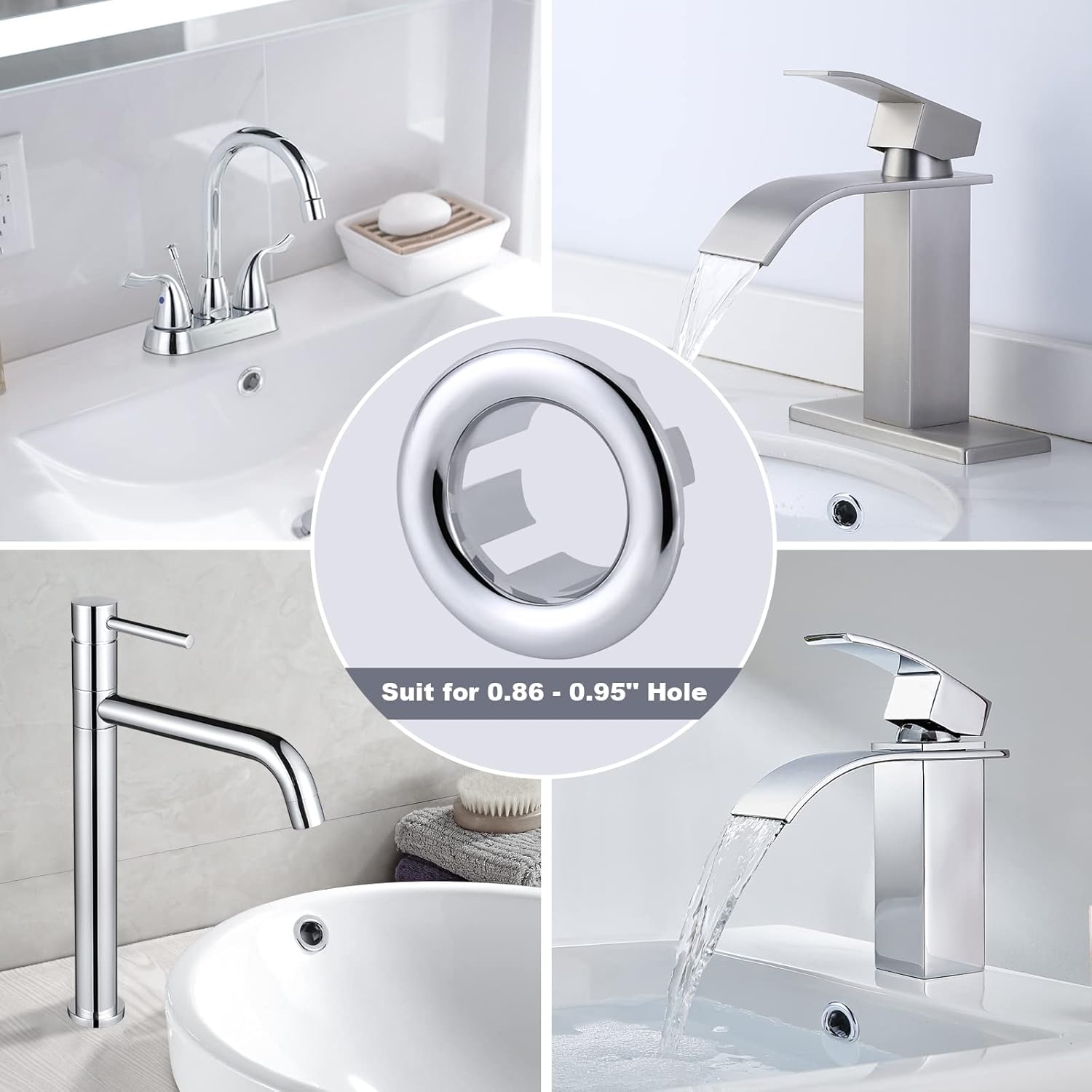 2 Pack Sink Overflow Ring Chrome 1