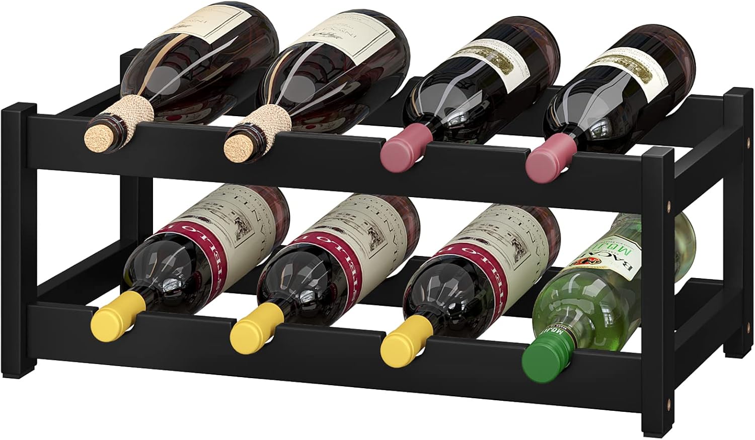 BAMEOS 8-Bottle Freestanding Bamboo Wine Rack
