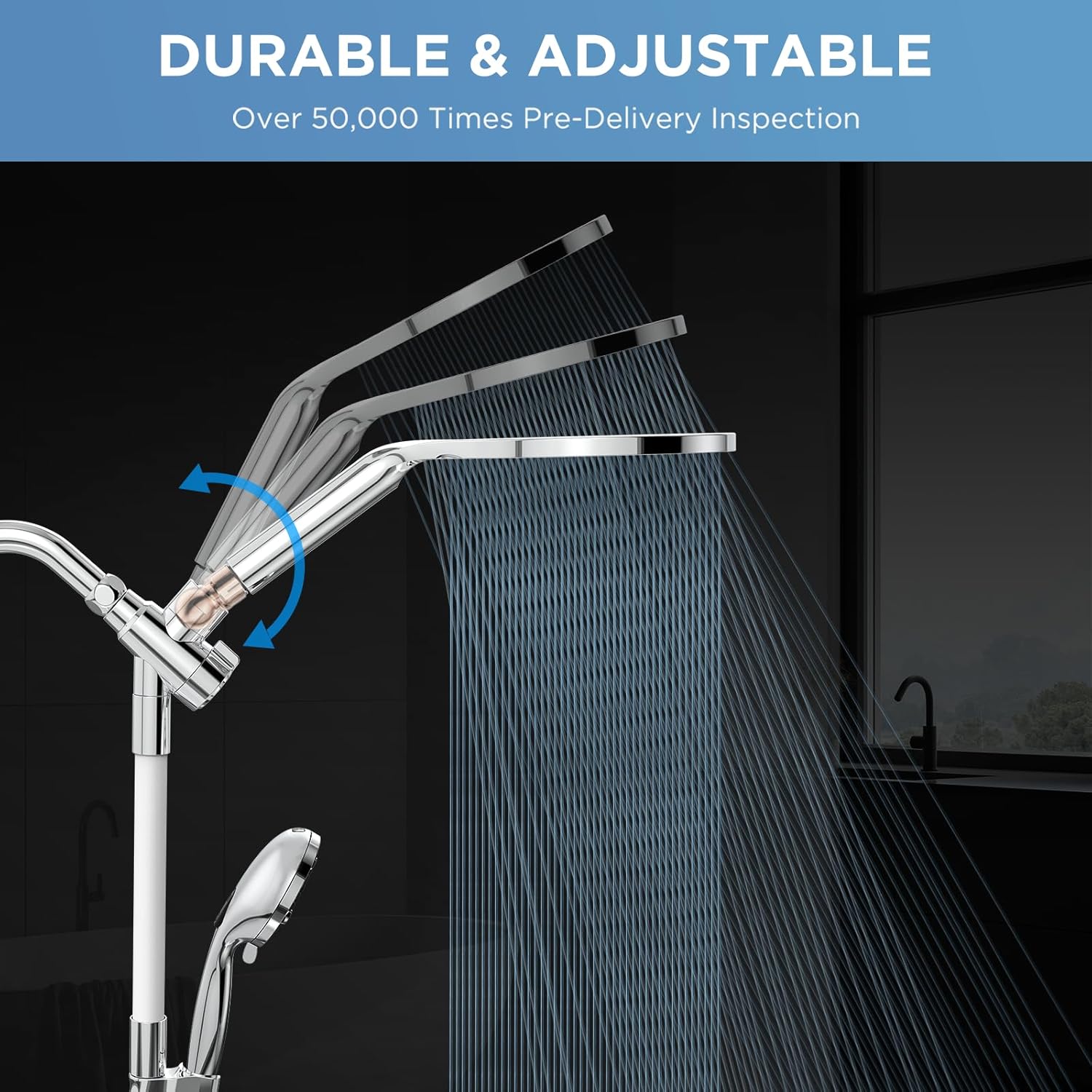 MakeFit Dual Shower Head Combo with 10 Modes and 8 Inch Rainfall
