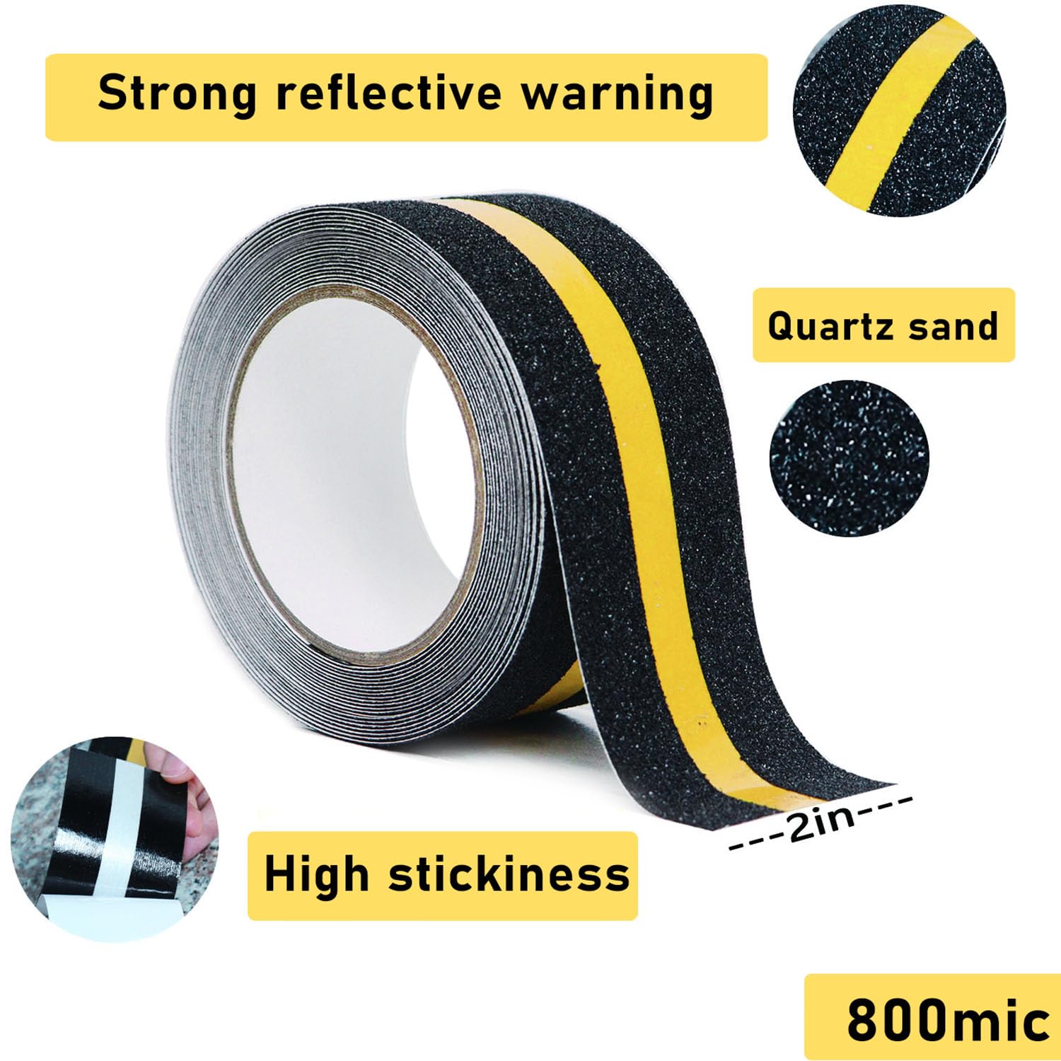 COSIMIXO 2inch x 165ft Anti Slip Tape with Reflective Stripe
