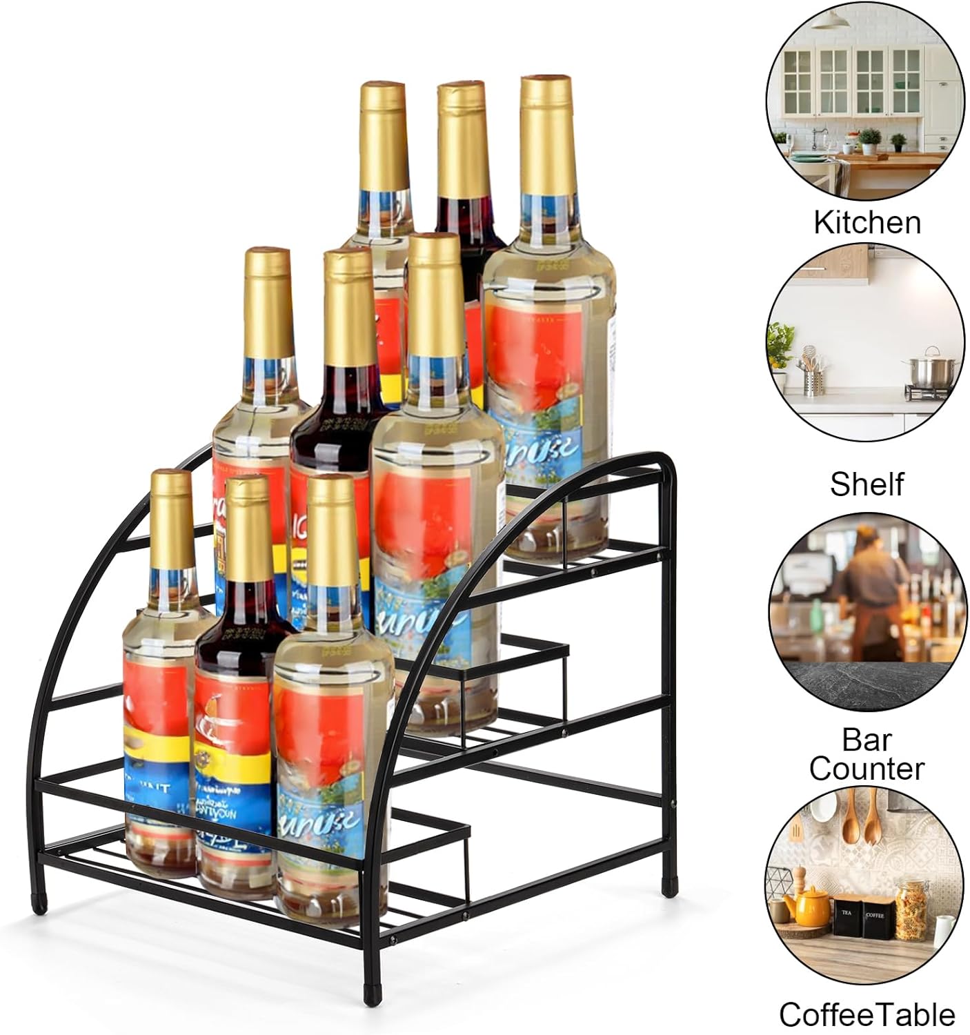 SOUJOY 3-Tier Metal Wire Syrup Rack Organizer