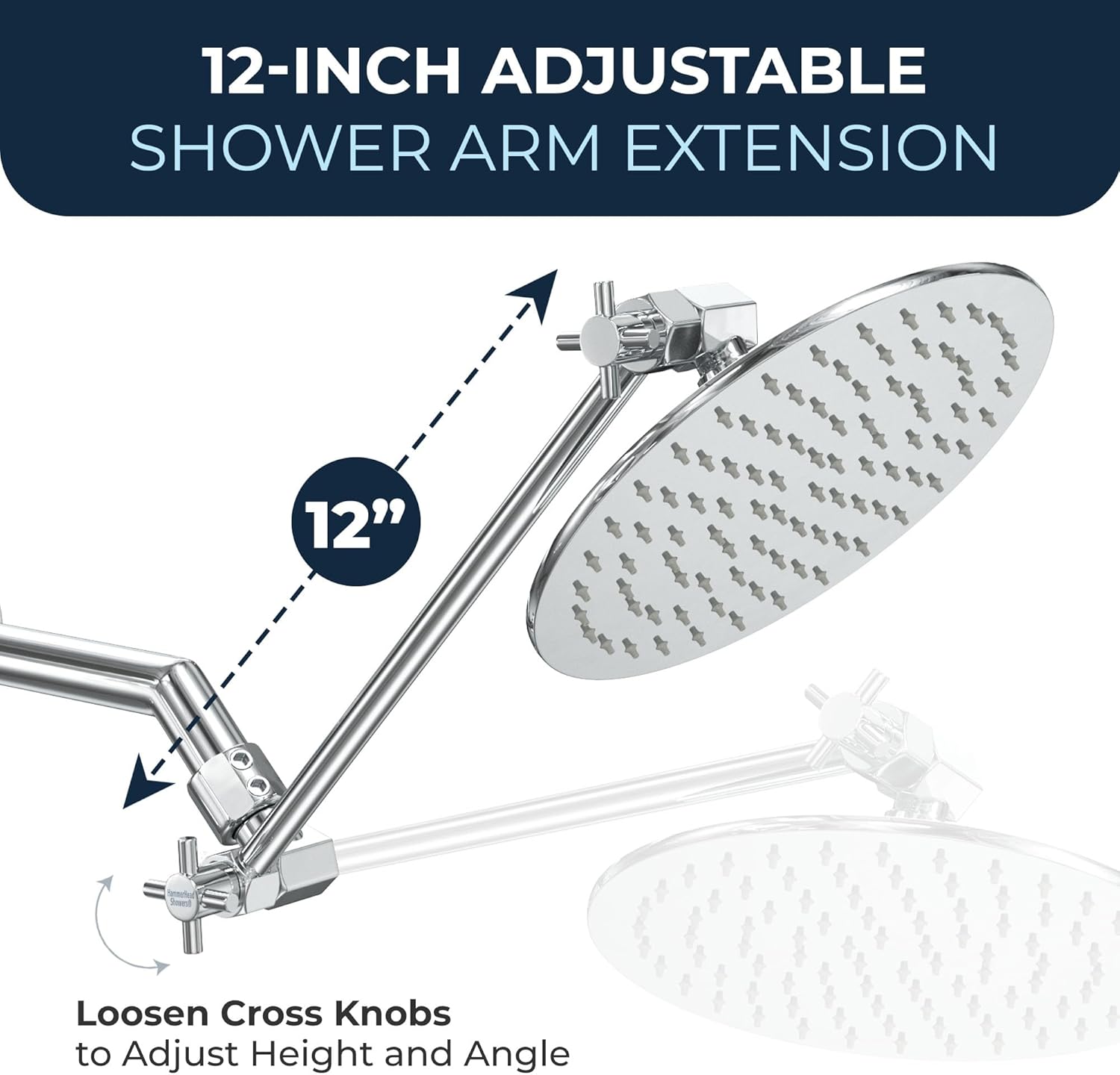 HammerHead Showers 12 Inch All Metal Extension Arm