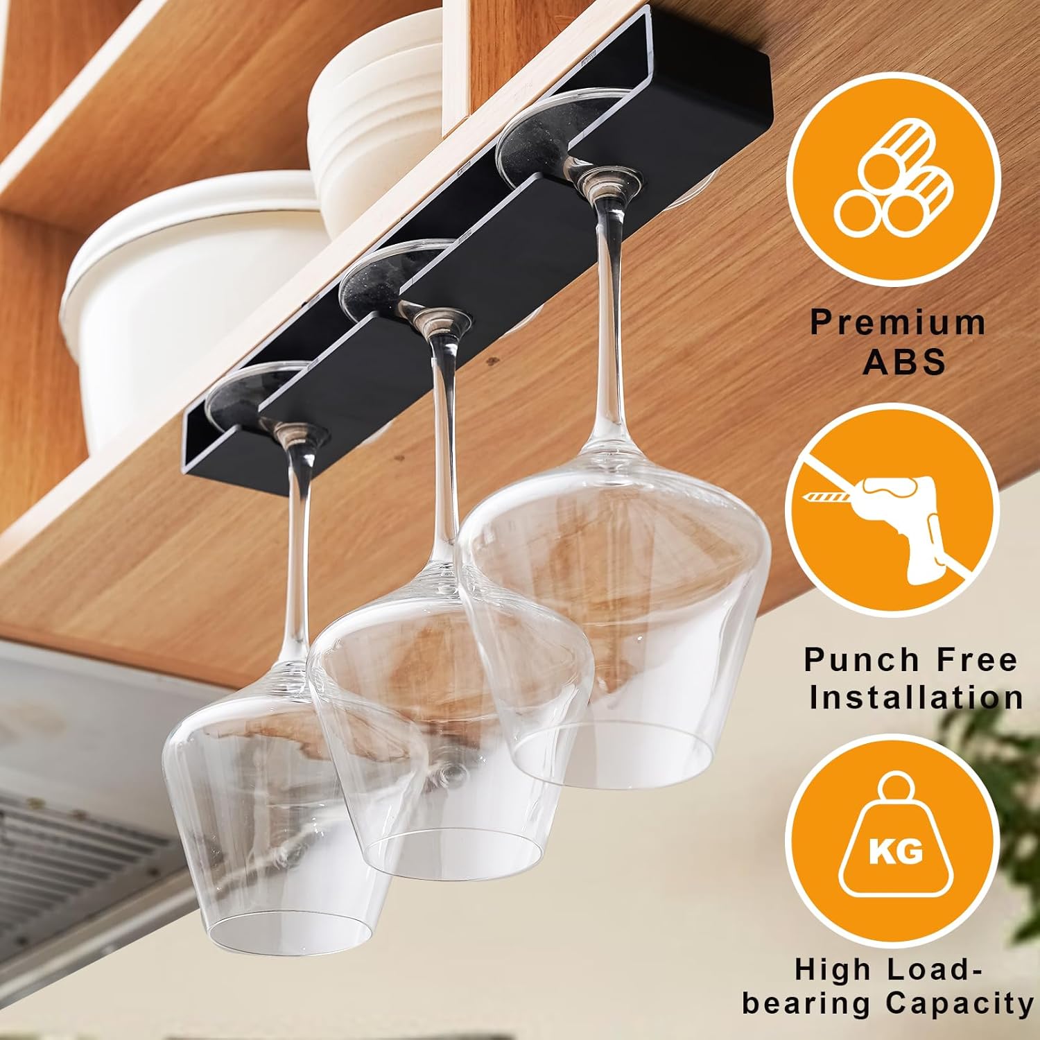 Vaisoeny Wine Glass Holder 2 Pack Black No Drilling