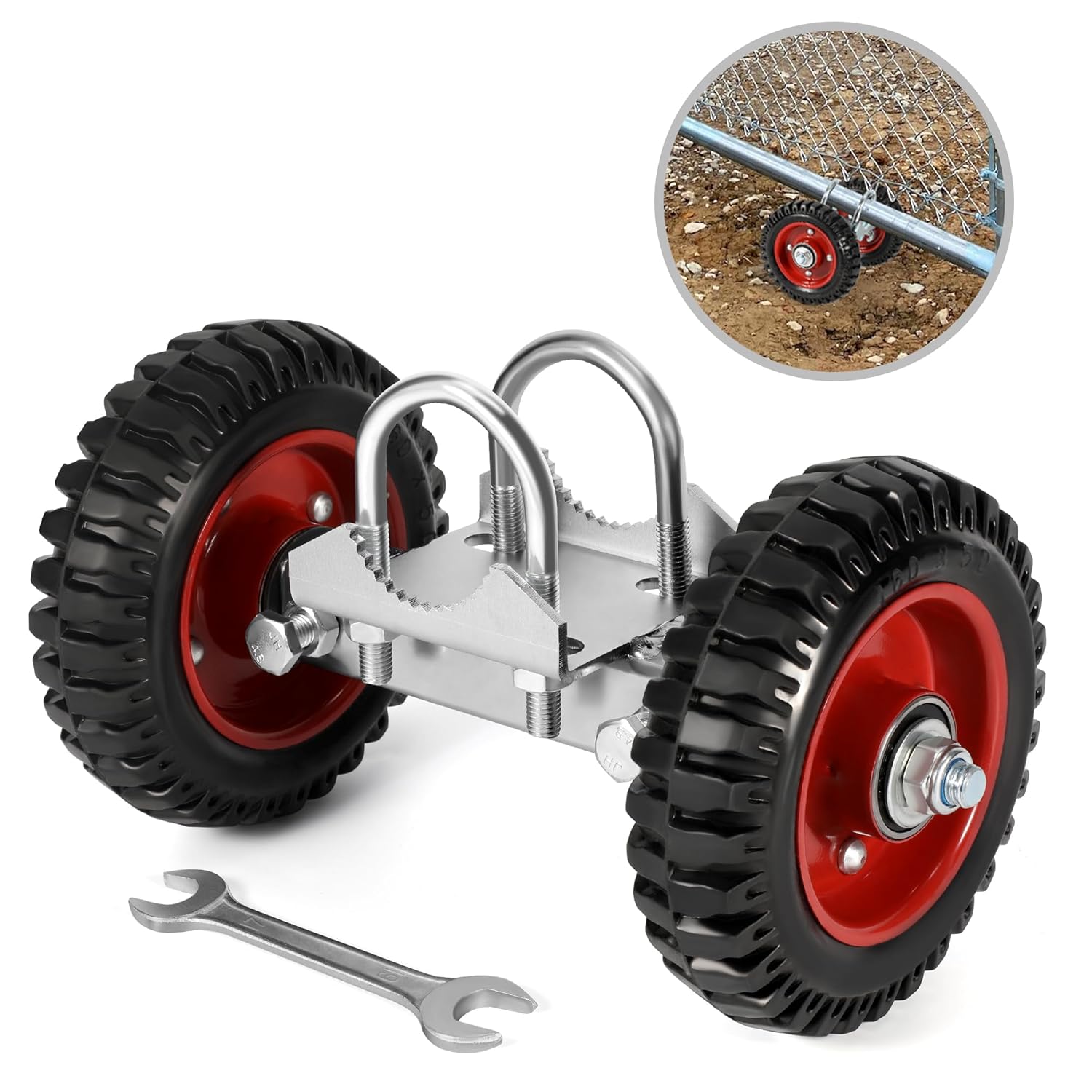 Aukivon 6 Inch Rubber Gate Wheel with Double U-Bolts