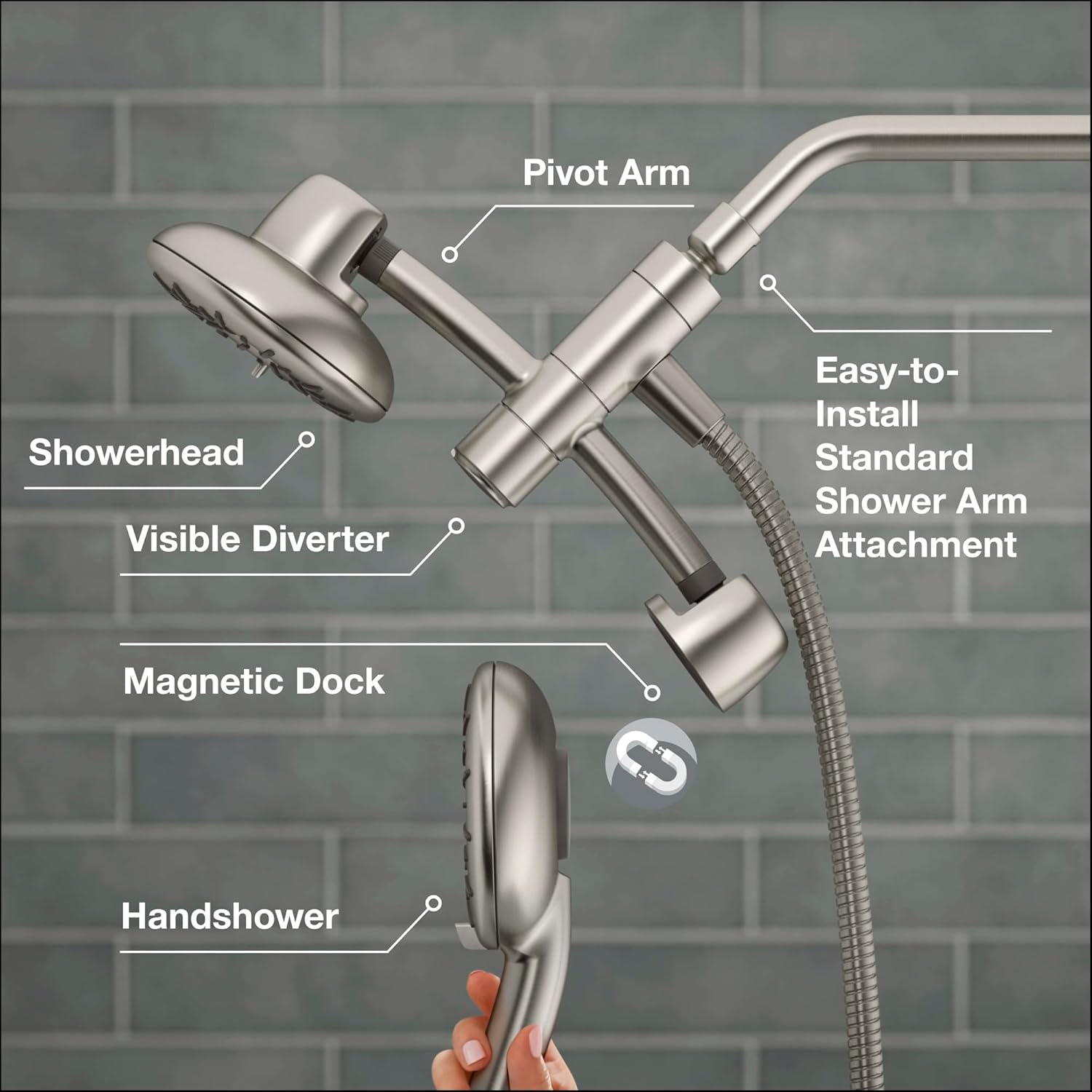 KOHLER Freespin Bellerose 3-Spray Dual Wall Mount Fixed Handheld Shower Head