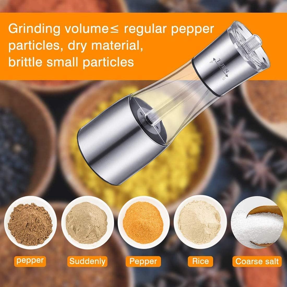 sdneNest Salt Pepper Grinder Set 2 in 1 Stainless Steel