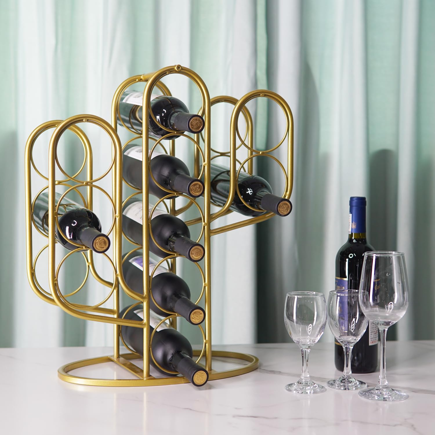 Mandaiter 10 Bottles Wine Rack with Cactus Design
