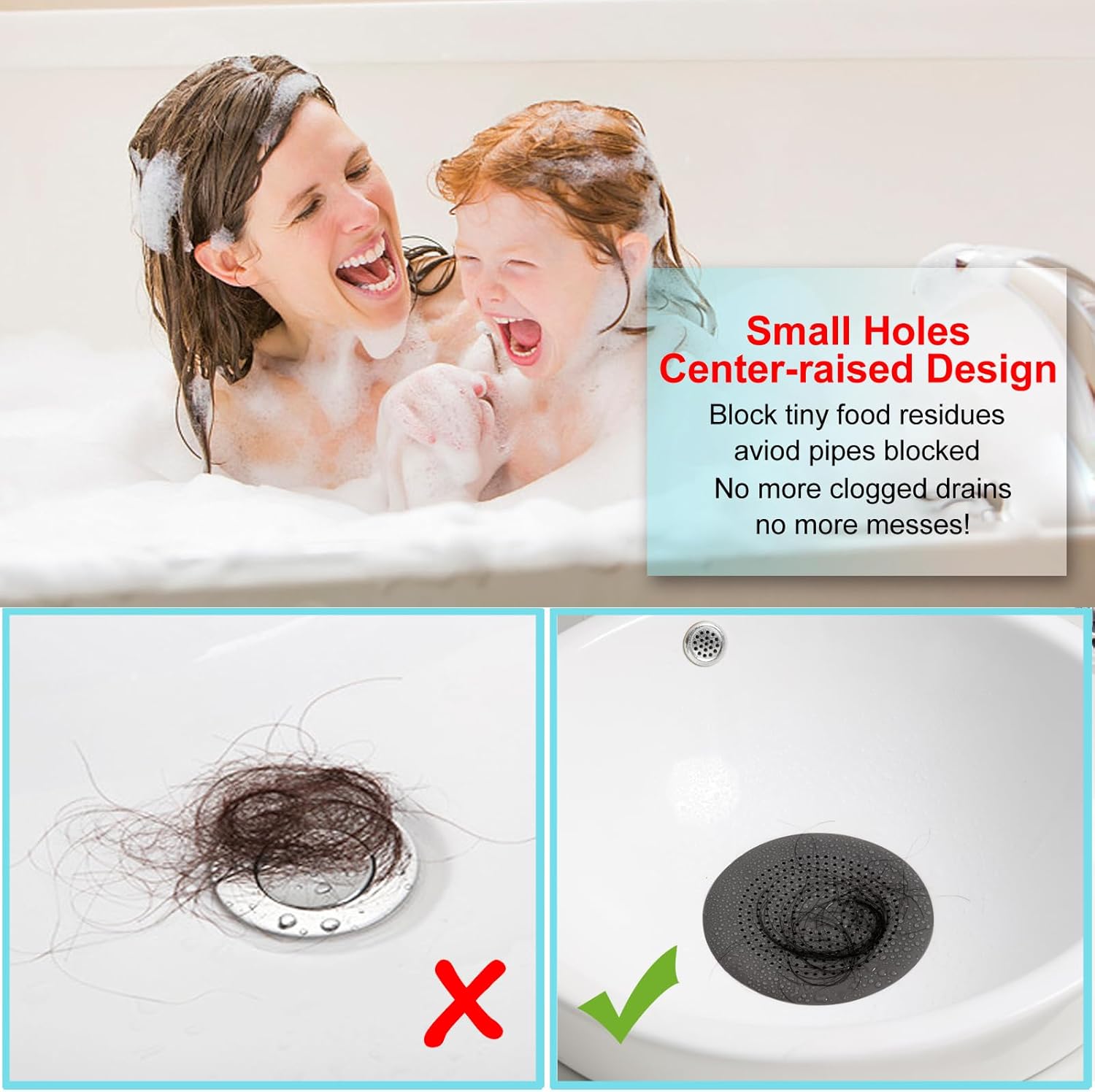TDZJONE Hair Catcher with Suction Cups 2 Pack Black