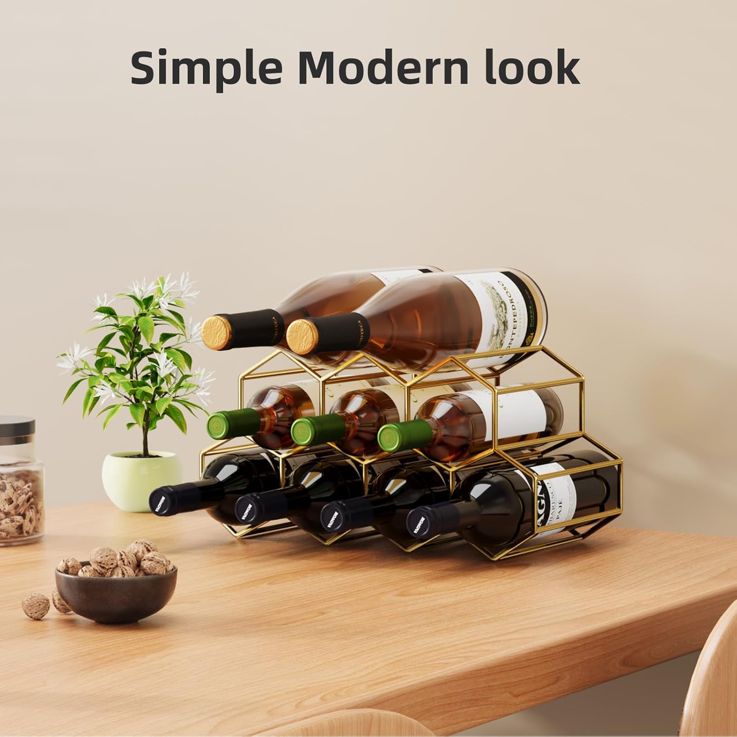 Urban Deco Small Gold Wine Rack 9 Bottle Holder 1