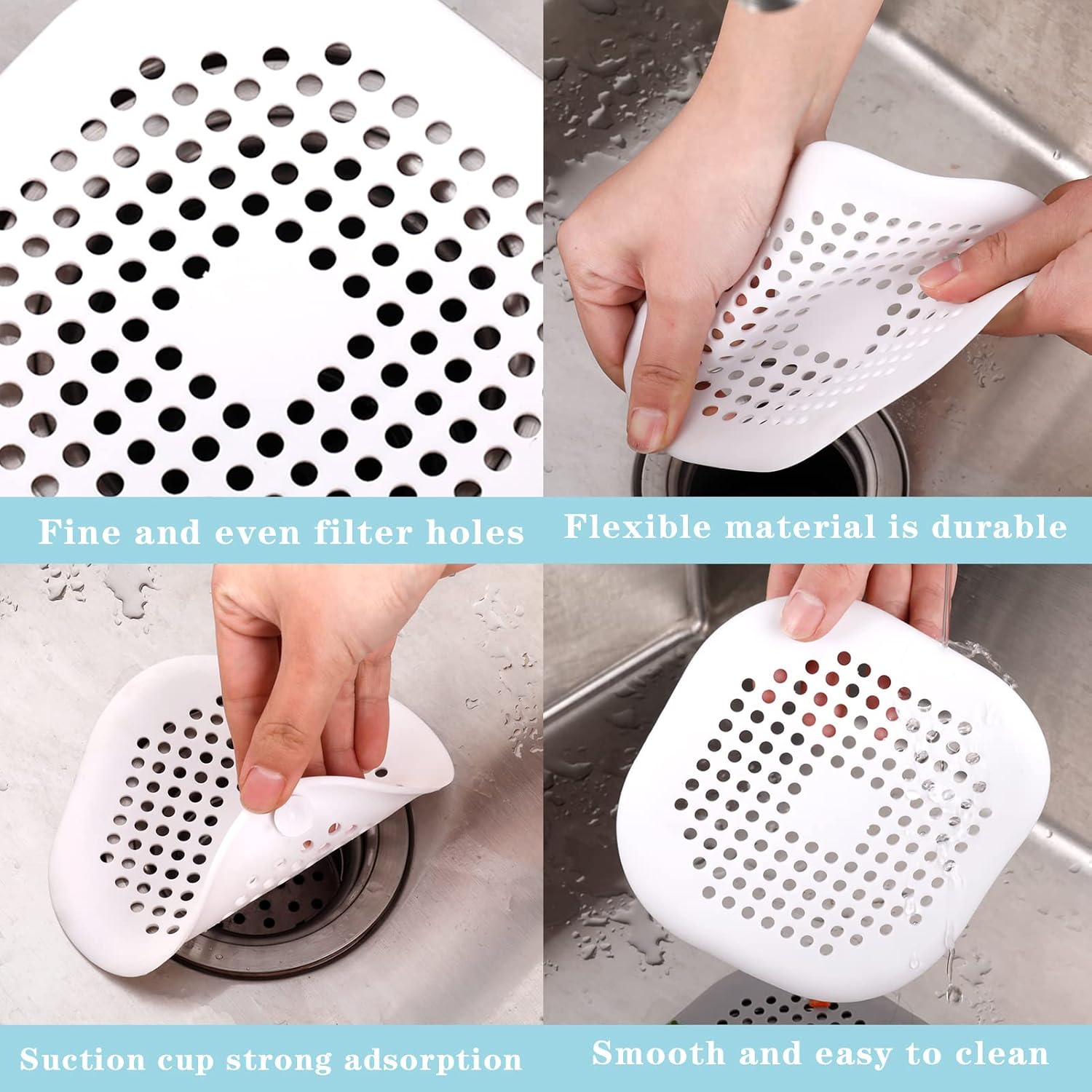 QSCFKL Shower Drain Hair Catcher 3PACK Black