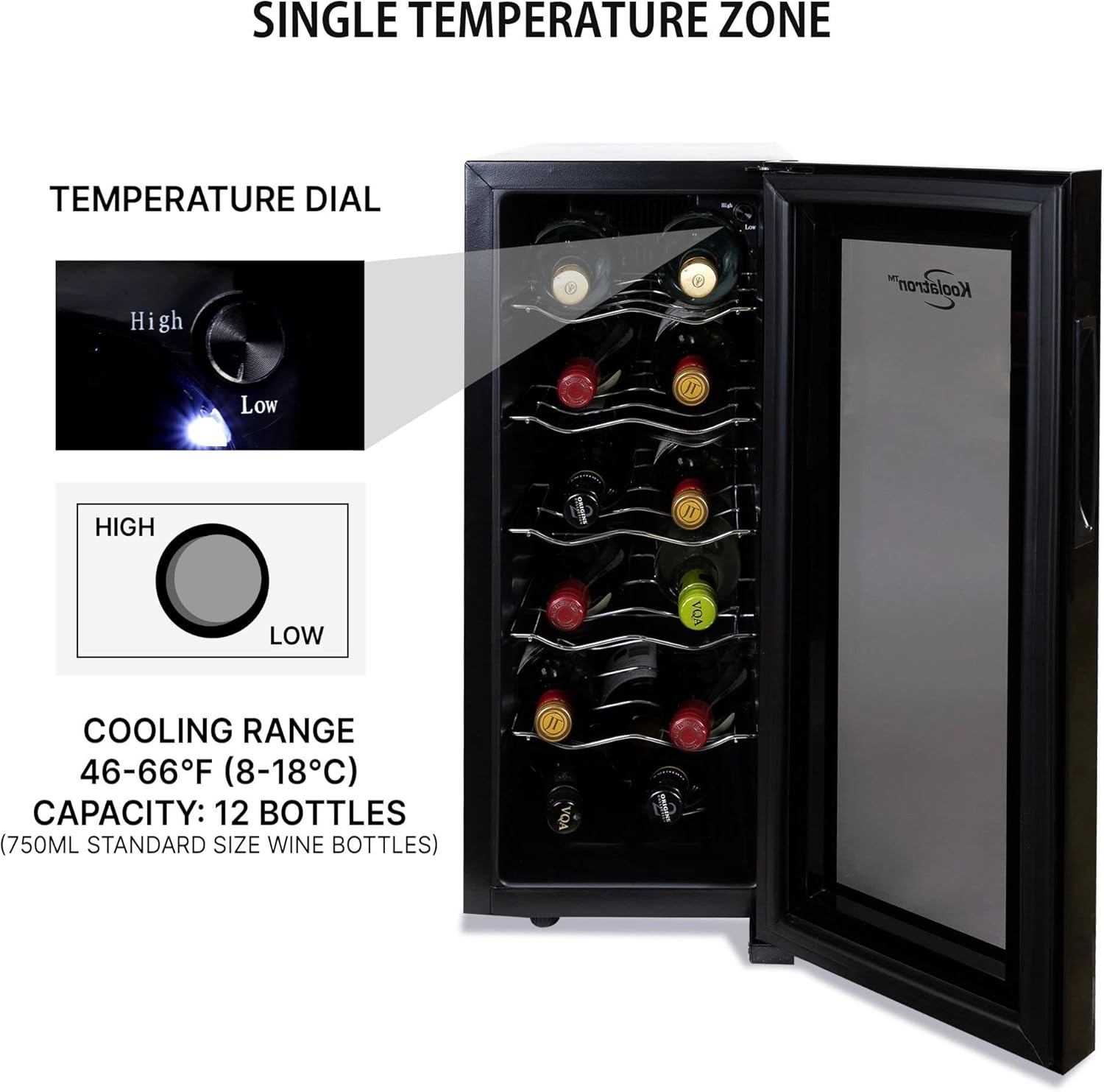 Koolatron 12 Bottle Wine Fridge - Freestanding Cellar