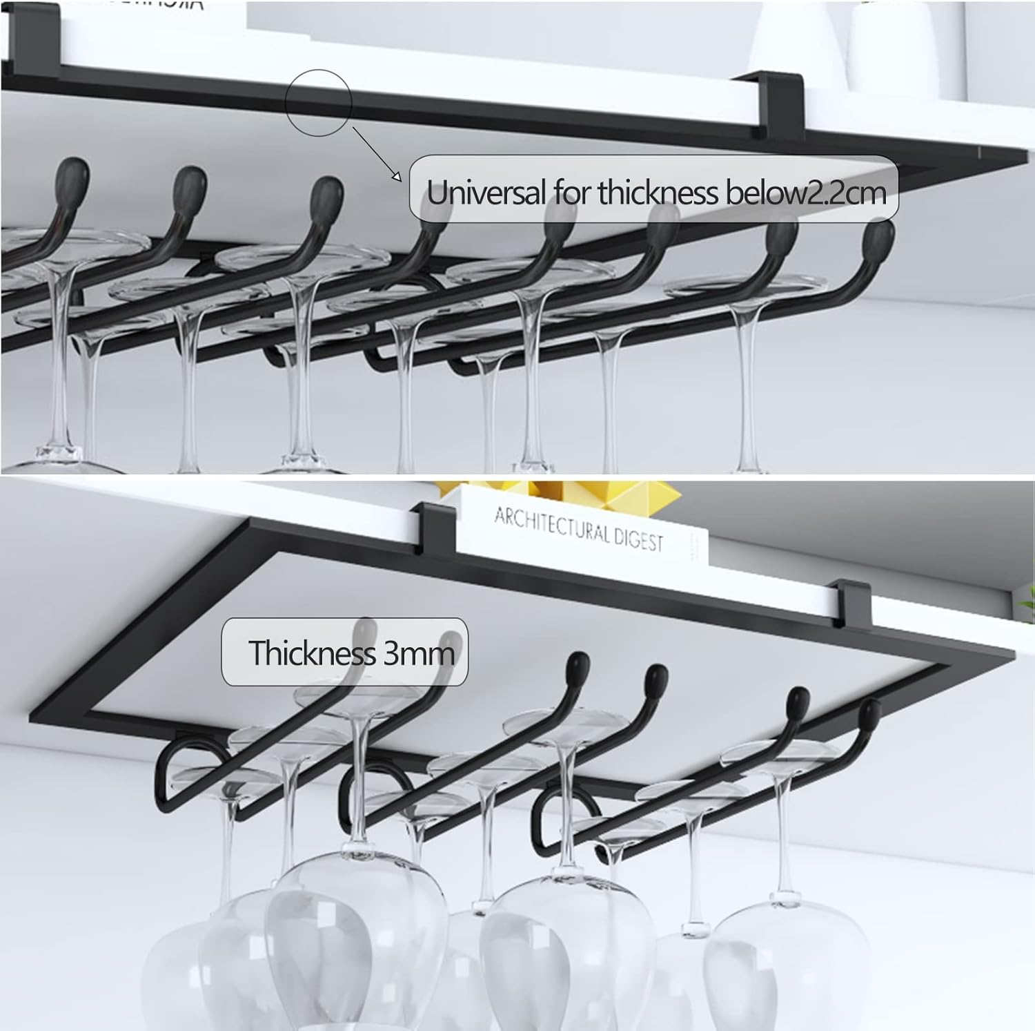Suuim Hanging Wine Glass Holder for Bar Kitchen Restaurants