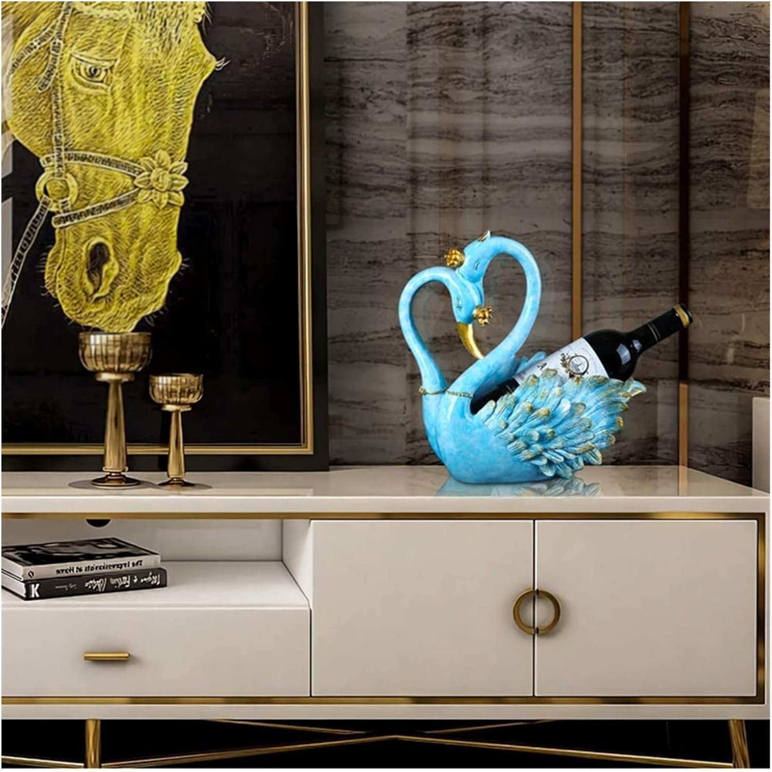ALDEPO Swan Wine Holder Resin Countertop Decor
